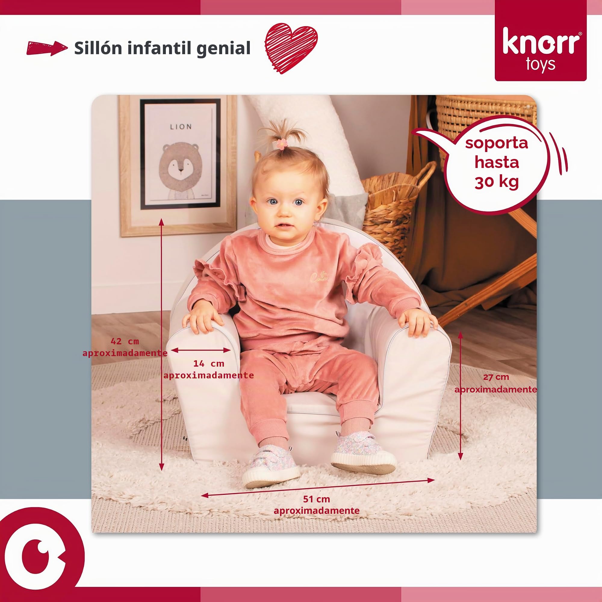 KNORRTOYS.COM- Sillón, Estampado Animal, Color Blanco marrón (68348)