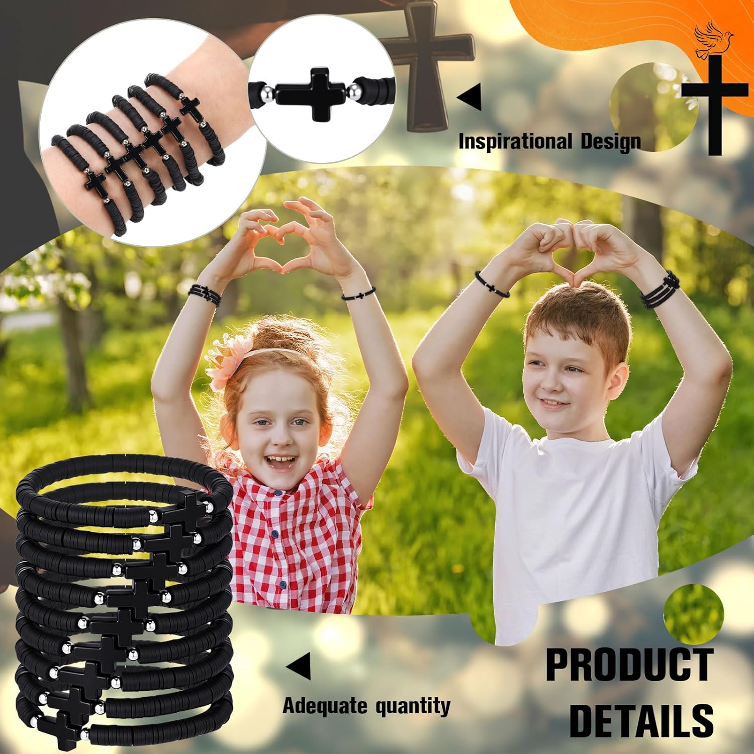 Landical 30/50 Pcs Cross Bracelets Bulk Jesus Bracelets Handmade Elastic Colorful Polymer Clay Bead Religious Wristbands Christian Wristband for Women Kid Easter Valentine Gifts - Image 4