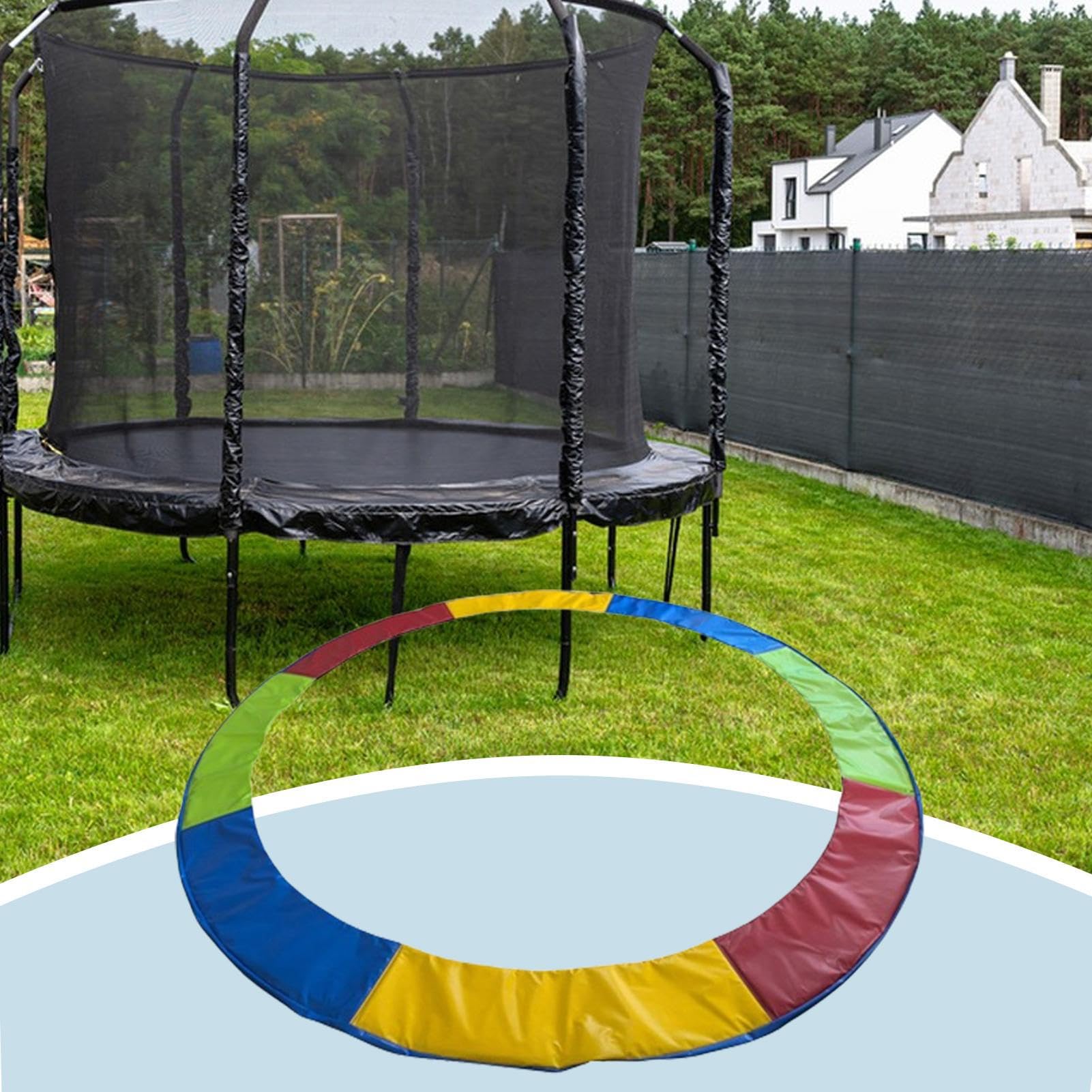 Funda para trampolín, funda para con relleno seguro, impermeable, antipolvo, prolongación de vida útil, protección contra la intemperie exterior