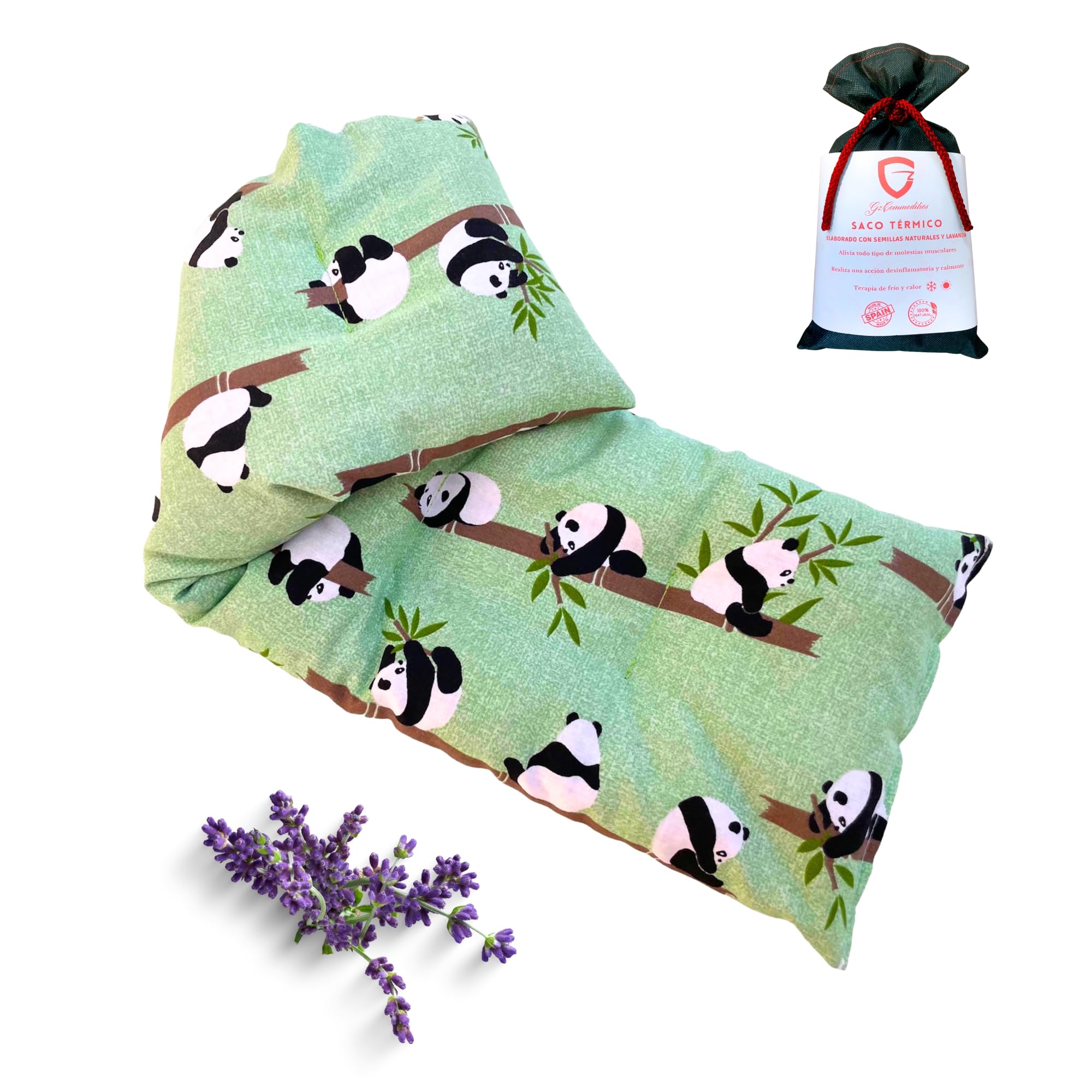 Saco Semillas Microondas Cervical Térmico de Semillas y Lavanda - 47x15cm - 100% algodón– Bolsa Cojín con Aroma Calor y Frío Multiusos Saquito Pies Calienta Camas y Lumbar