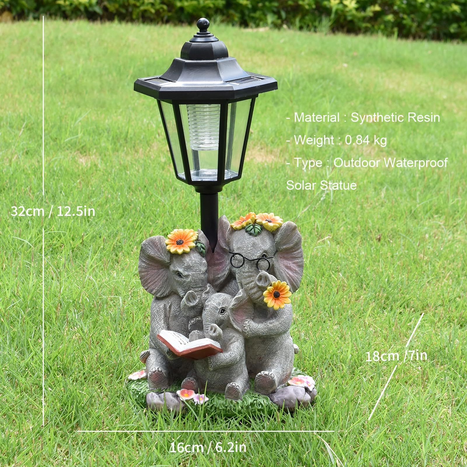 Decorazioni da Giardino a Energia Solare per Esterni, Statue di Animali in Resina con Lanterna, Resistente alle Intemperie, Statuette da Giardino per Giardino, Balcone