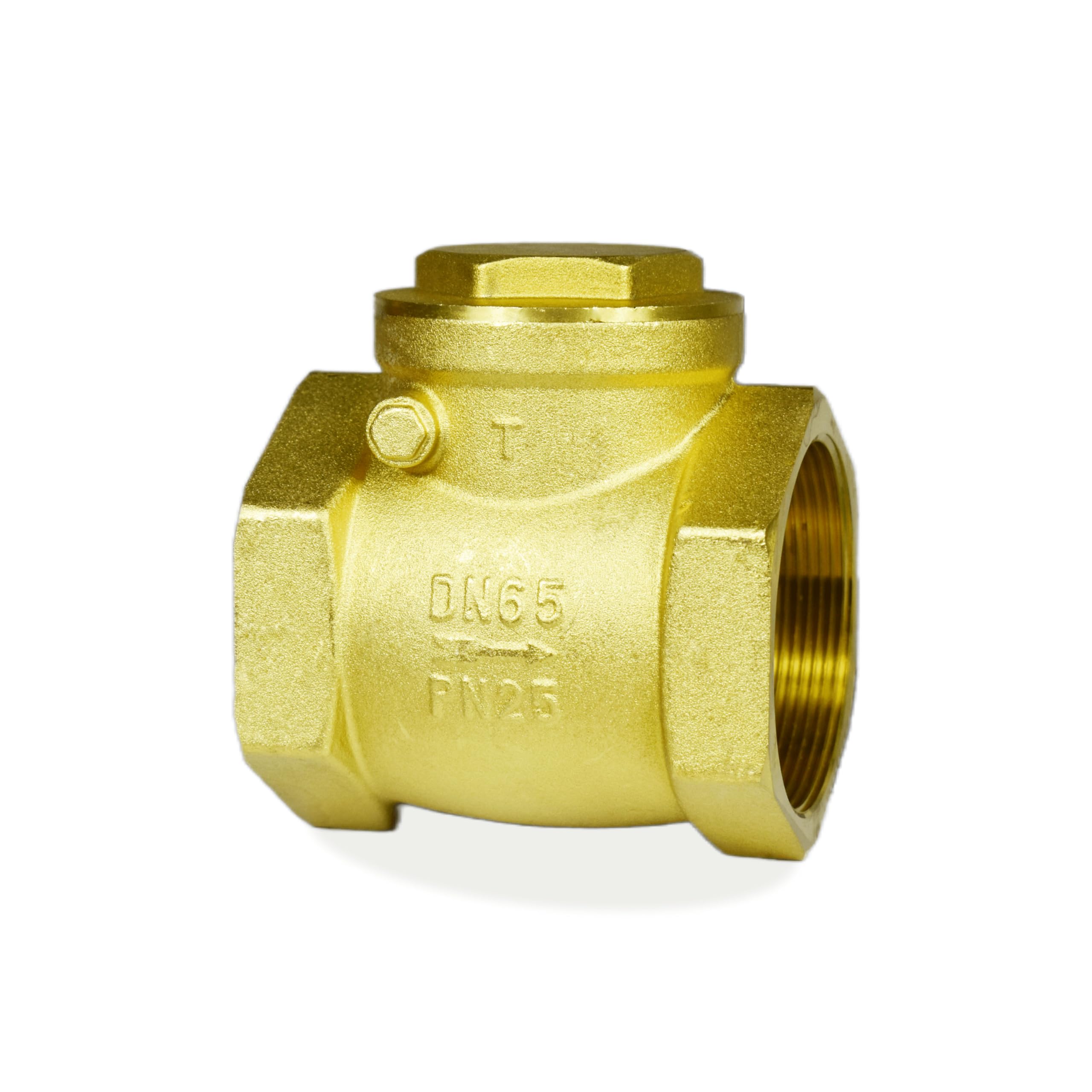 Clapet anti-retour en laiton pivotant de 6,3 cm DN65, filetage femelle de 6,3 cm, clapet anti-retour horizontal unidirectionnel, pour huile, eau, carburant, gaz, air pour éviter le reflux d'eau