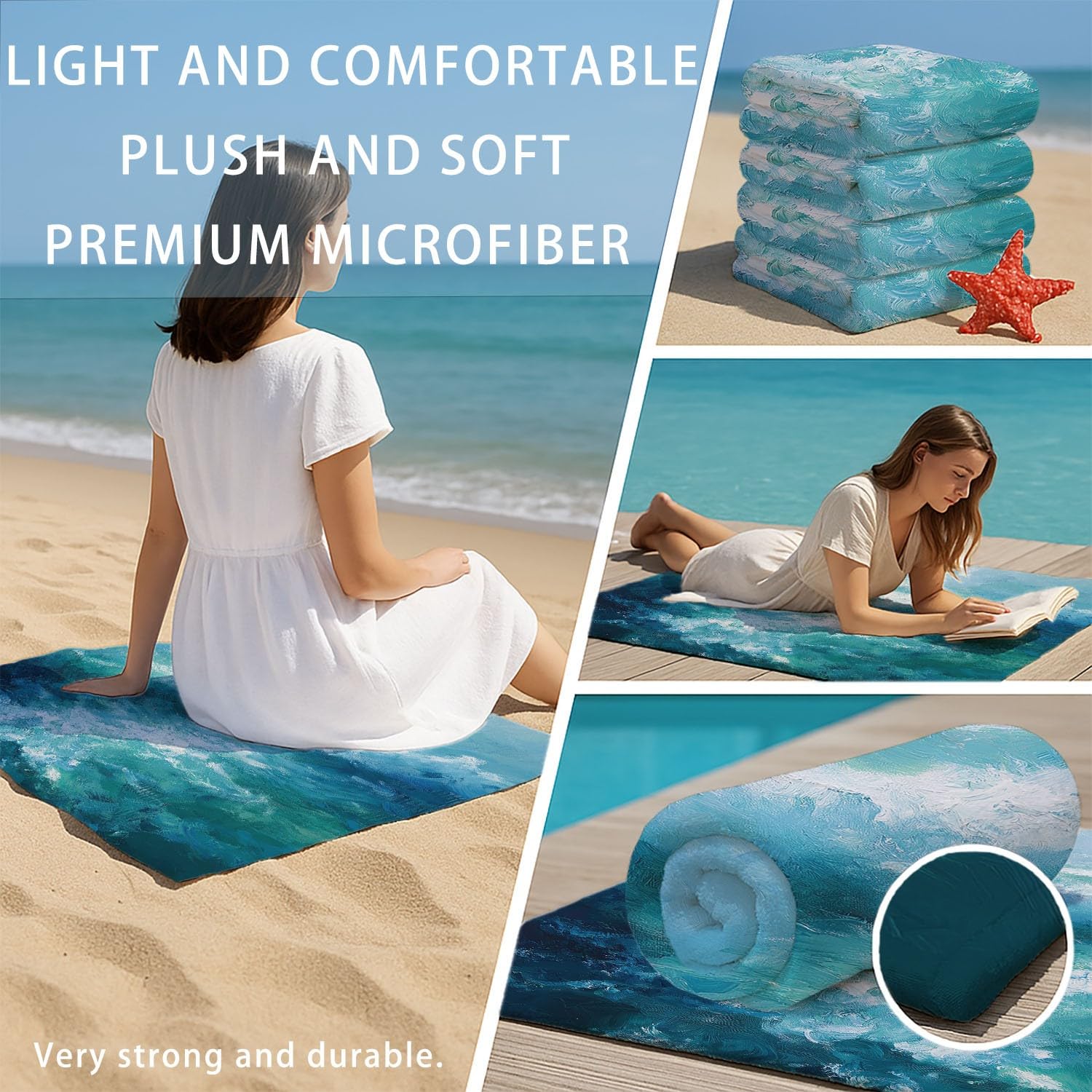 Sanft, Frisch, Warm Strandtuch 230 x 210 cm - Strandtuch trandtuch Leichtdünn Weich Meer, Ozeanlandschaften,für Strand, Pool, Yoga, Picknick