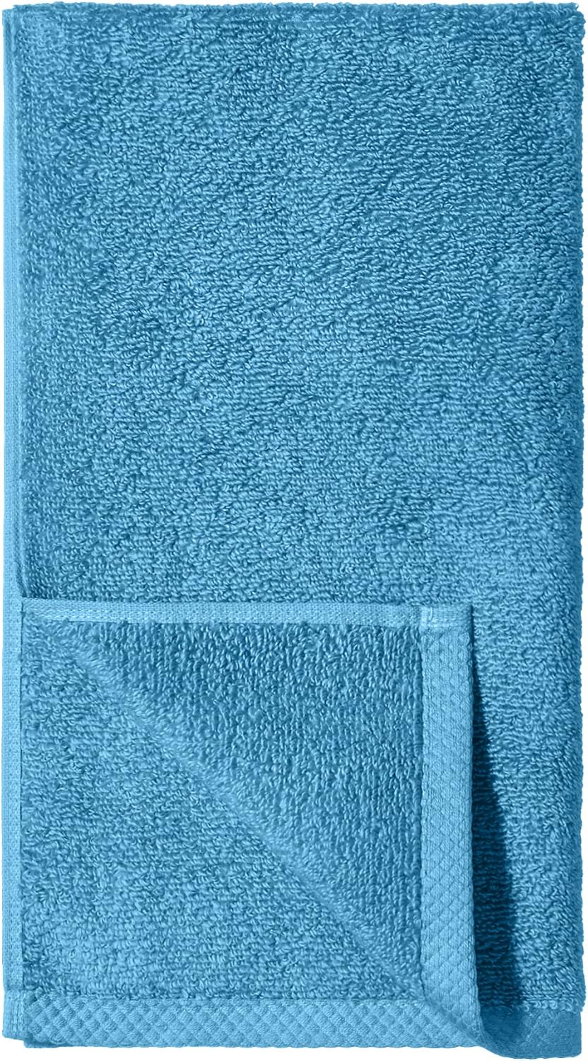Amazon basics Lightweight quick-dry hand towels - 100% cotton, 8-pack, 28 x 16 inches, lake blue - Image 2