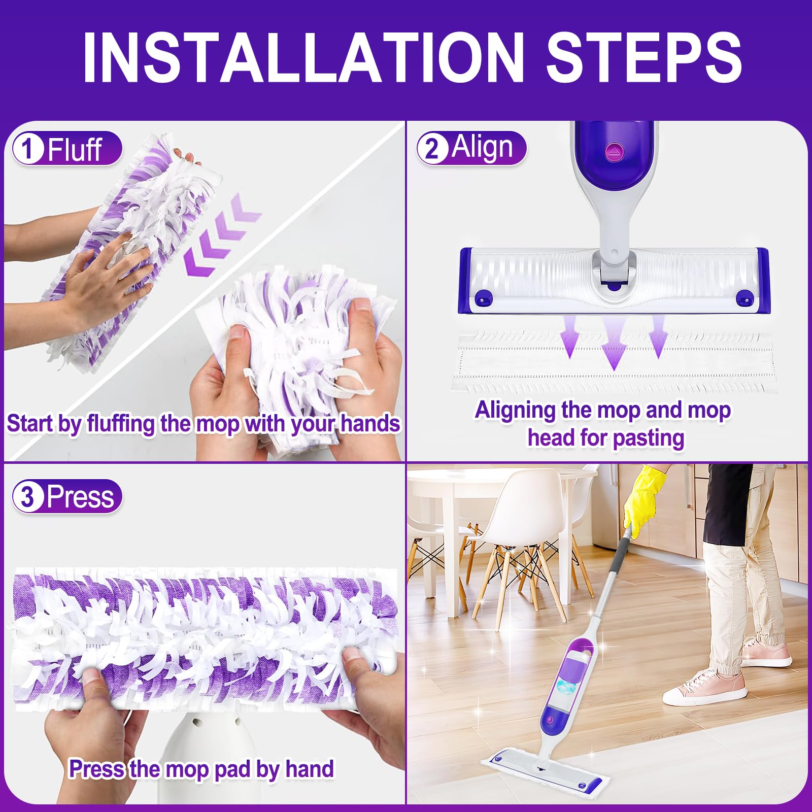 Paquete de 30 almohadillas desechables para fregona Swiffer PowerMop, compatibles con recambios Swiffer Power Mop, repuesto de almohadilla de fregona multisuperficie para limpieza de suelos