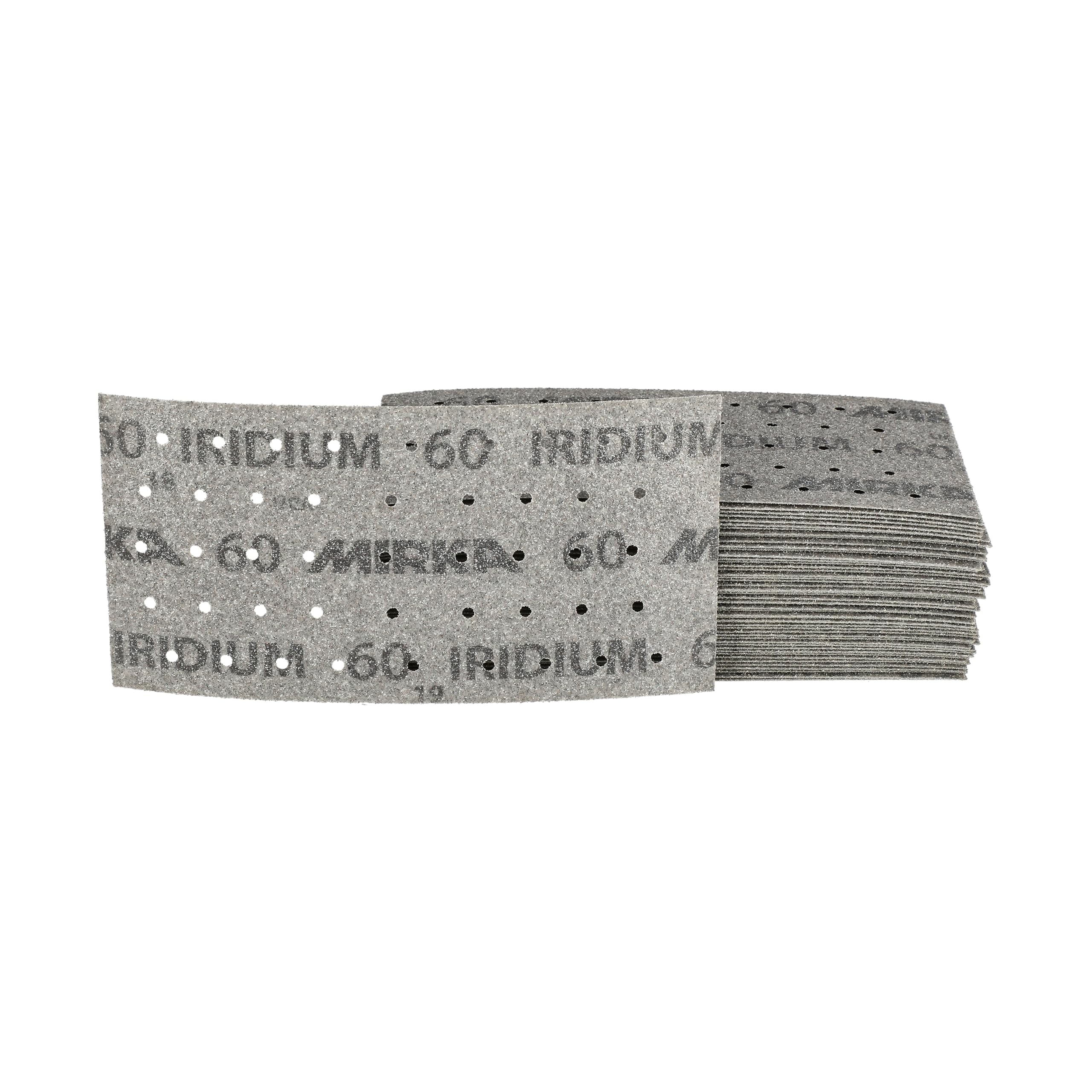 Mirka papel de lija Iridium 93x180mm cierre adhesivo 45 agujeros grano 60 | Papel de lija premium para lacas masillas imprimación madera acero plásticos granulado 60 cierre adhesivo 50 piezas