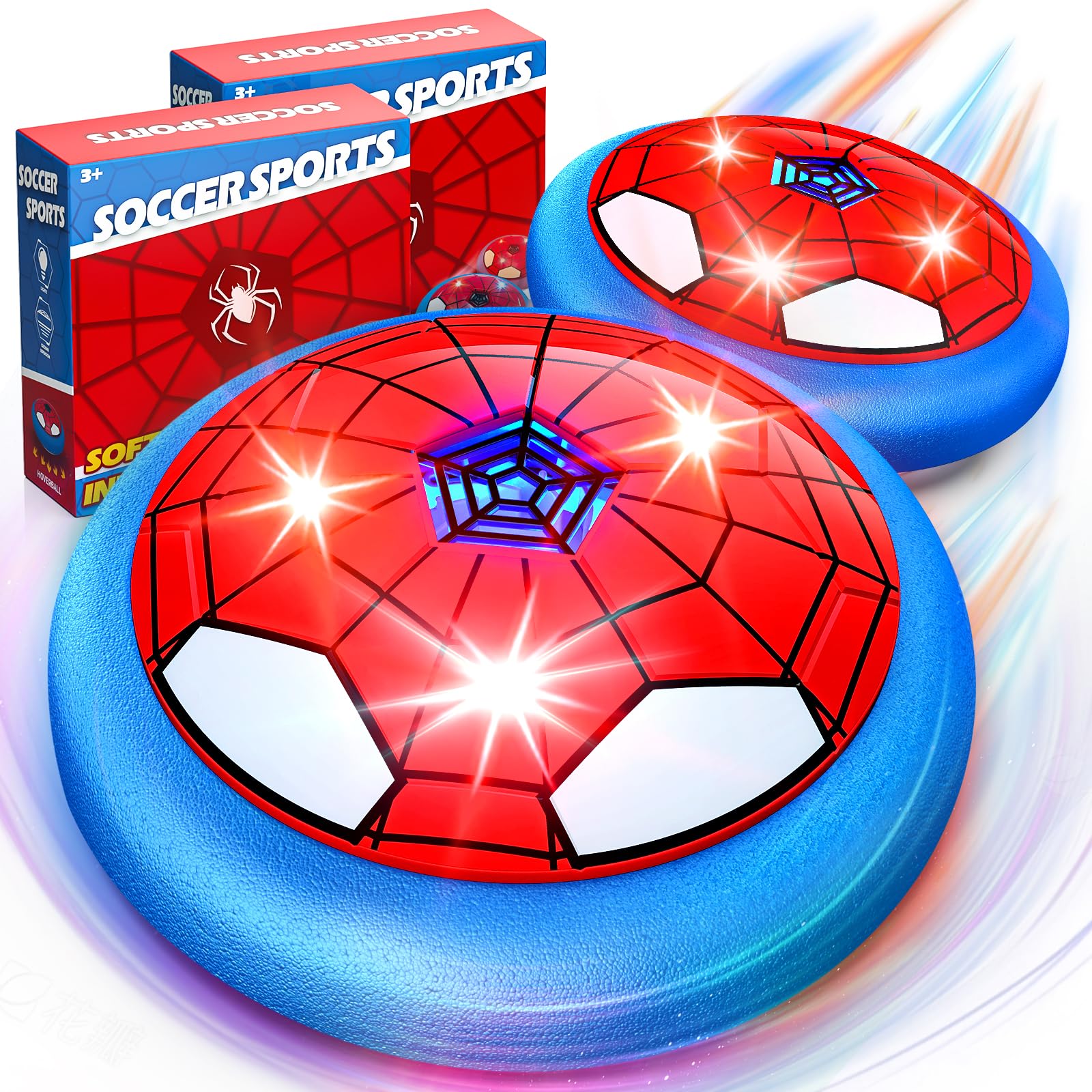 HopeRock 2 Pack Hover Soccer Ball Set with LED Lights and Foam Bumpers