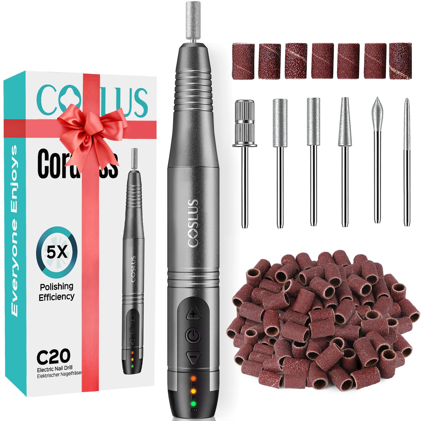 COSLUS C20 Nail Drill Kit - Cordless & Purple -12