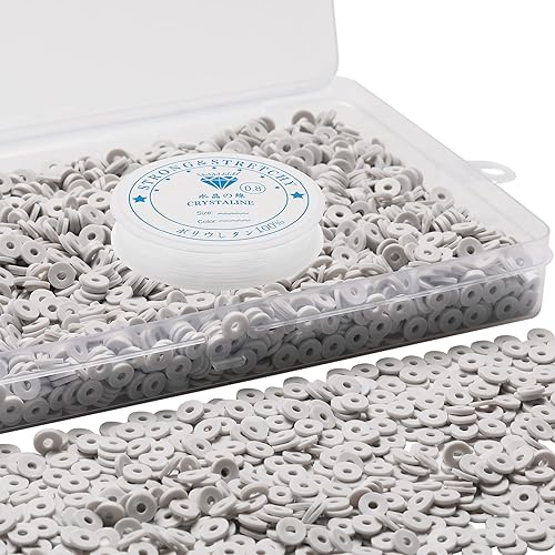 Miniatura 10 de 4000 cuentas de arcilla cian para hacer pulseras, espaciador de polímero, cuentas planas para bricolaje para joyas, collares, aretes, kit de