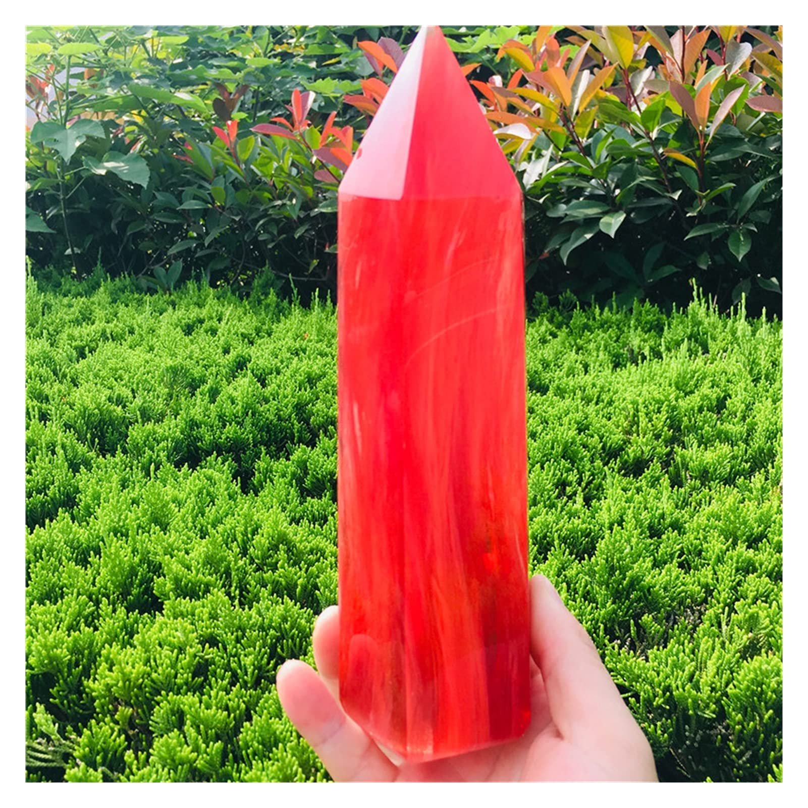 Piedra de fundición, Piedras de Cuarzo Transparentes Rojas y Cristales, Varita de obelisco, decoración for el hogar y la Oficina Obelisco (Size : 1-1.2kg)
