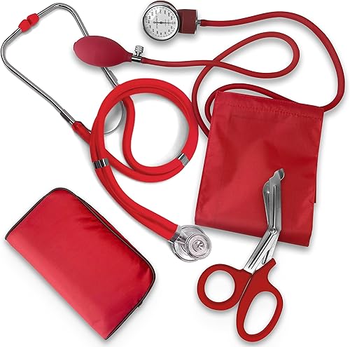 Miniatura 10 de ASA TECHMED Paquete de inicio para enfermeras y paramédicos con estetoscopio, monitor de presión arterial y tijeras de trauma de 19.1 cm, ideal