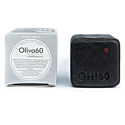 Oliva60 Barra de champú con aceite de oliva, argán y macadamia, libre de sulfato y paragón, 3.5 onzas (menta carbón)