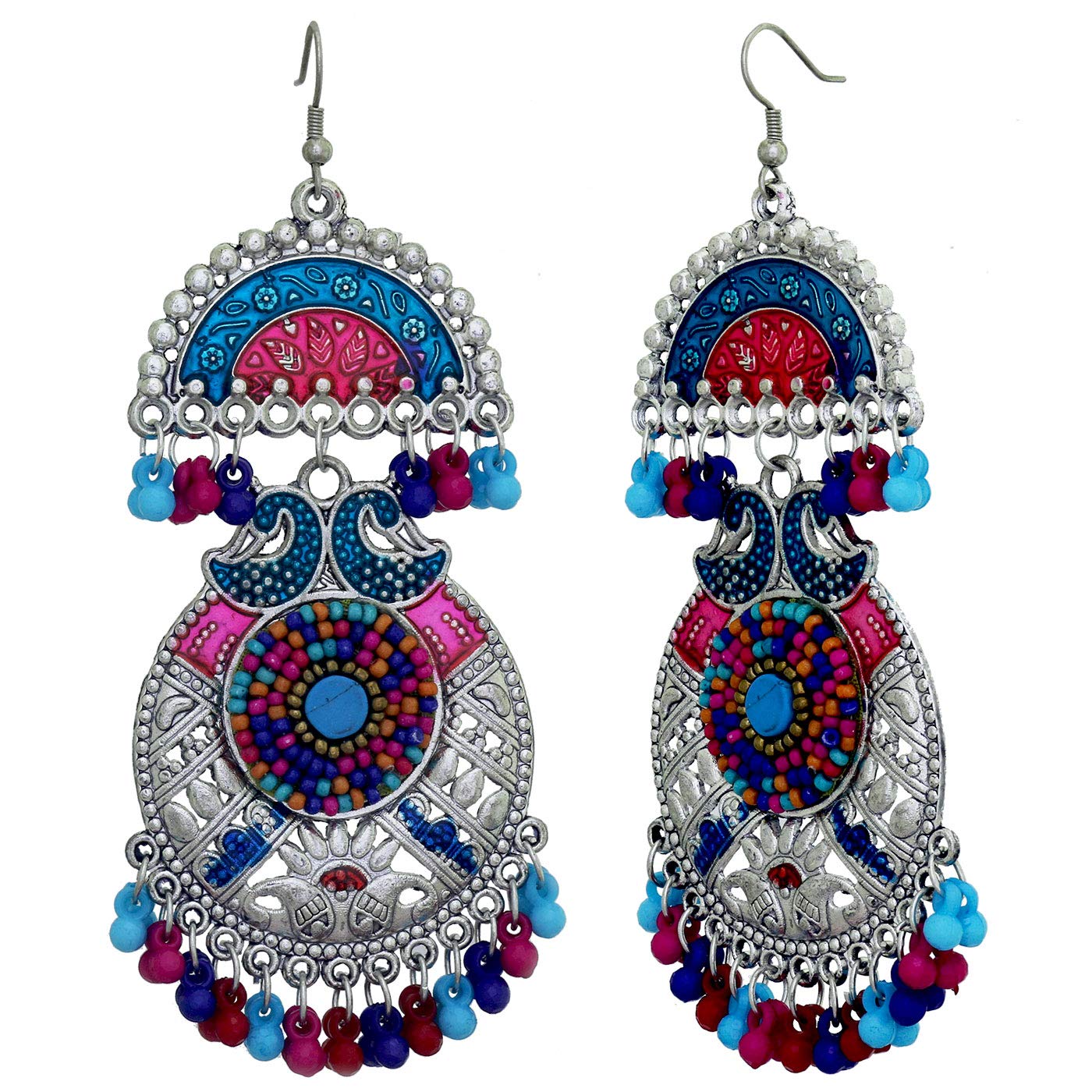 Alysa Premium Multicolour Brass Export Quality Matching Meena Moti Earring for Women (B0848X6F45) Amazon Price History, Amazon Price Tracker