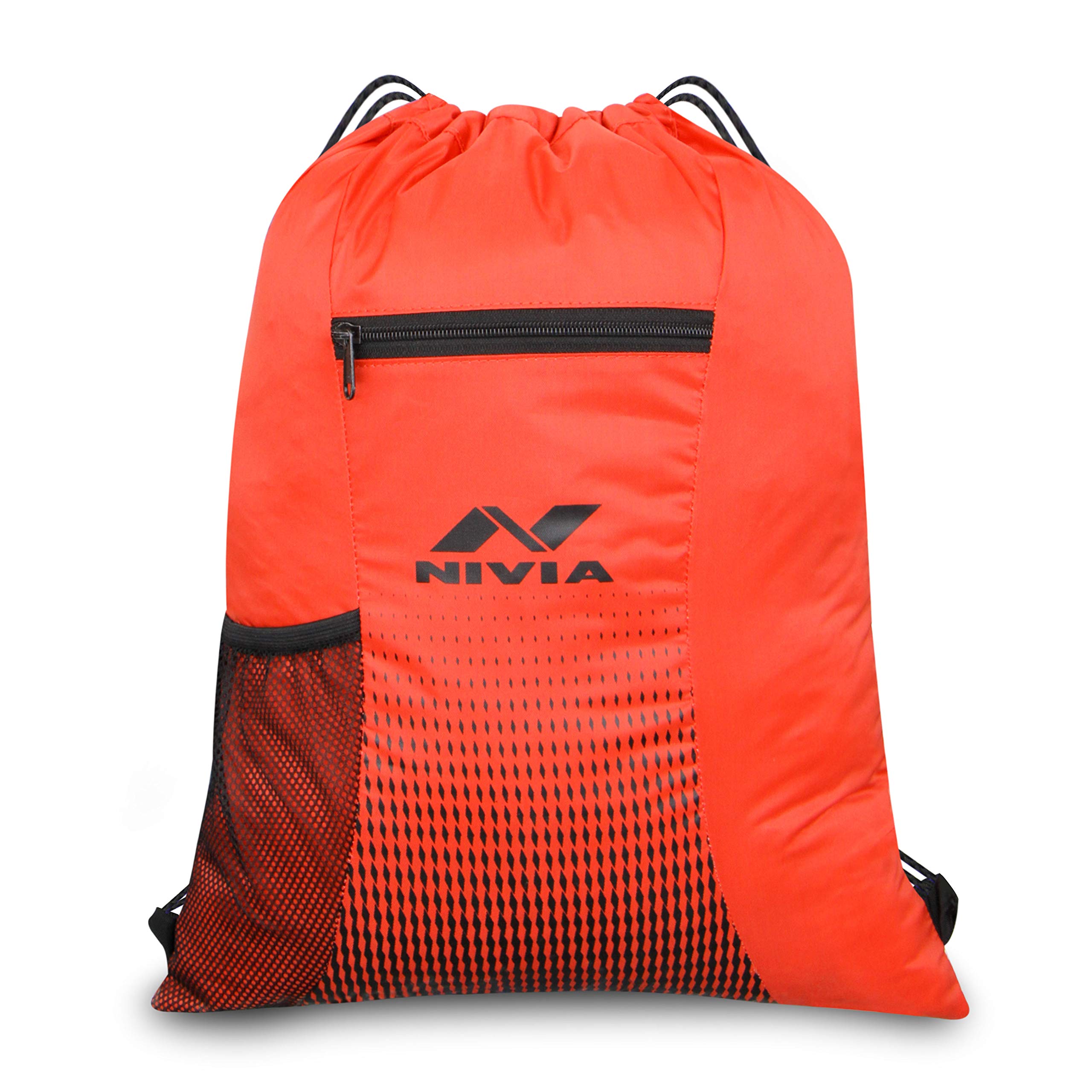 Nivia String Backpack with Sipper Pocket, Polyester, Outdoor Bag, Lightweight Bag (Red),Capacity-5 litres