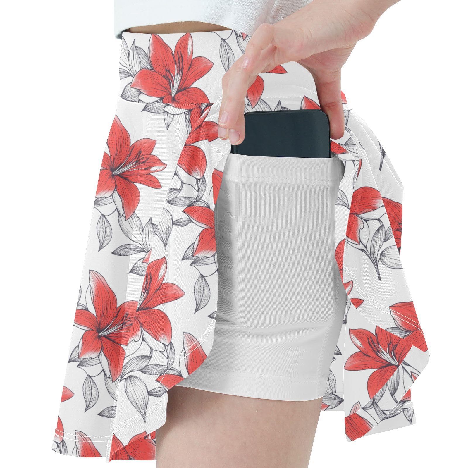 Lily of Valley Girls Skorts with Built-in Shorts Flowy Girl Golf Skirt Kids Cheer Skirt with Pockets 4-12Y