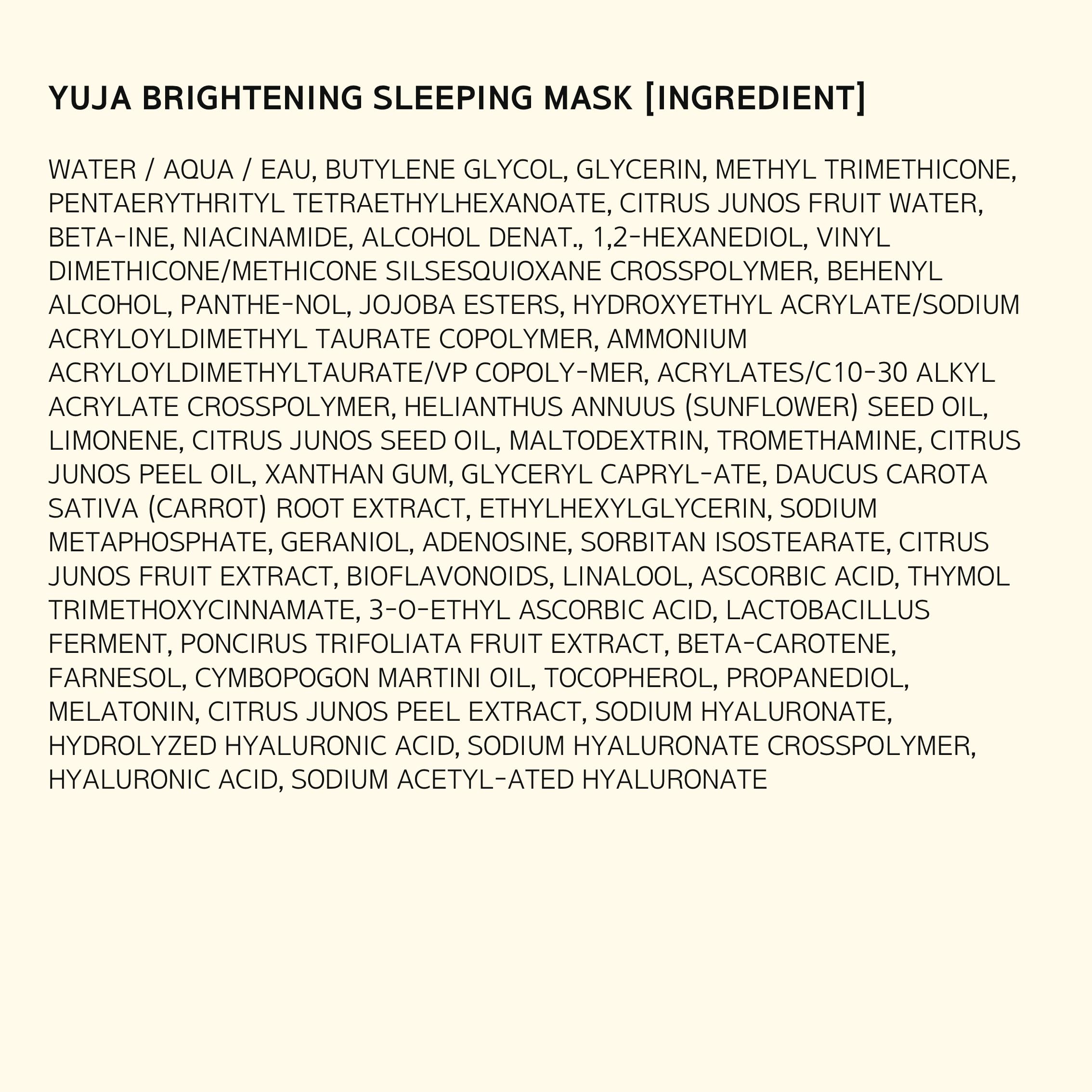 Hanyul Yuja Sleeping Mask | Korean Yuzu Night Cream, Vitamin C for Glow, Radiance, Brightening, Vegan Hydrating Overnight Moisturizer with Hyaluronic Acid, Niacinamide & Antioxidants 2.37 fl. oz.