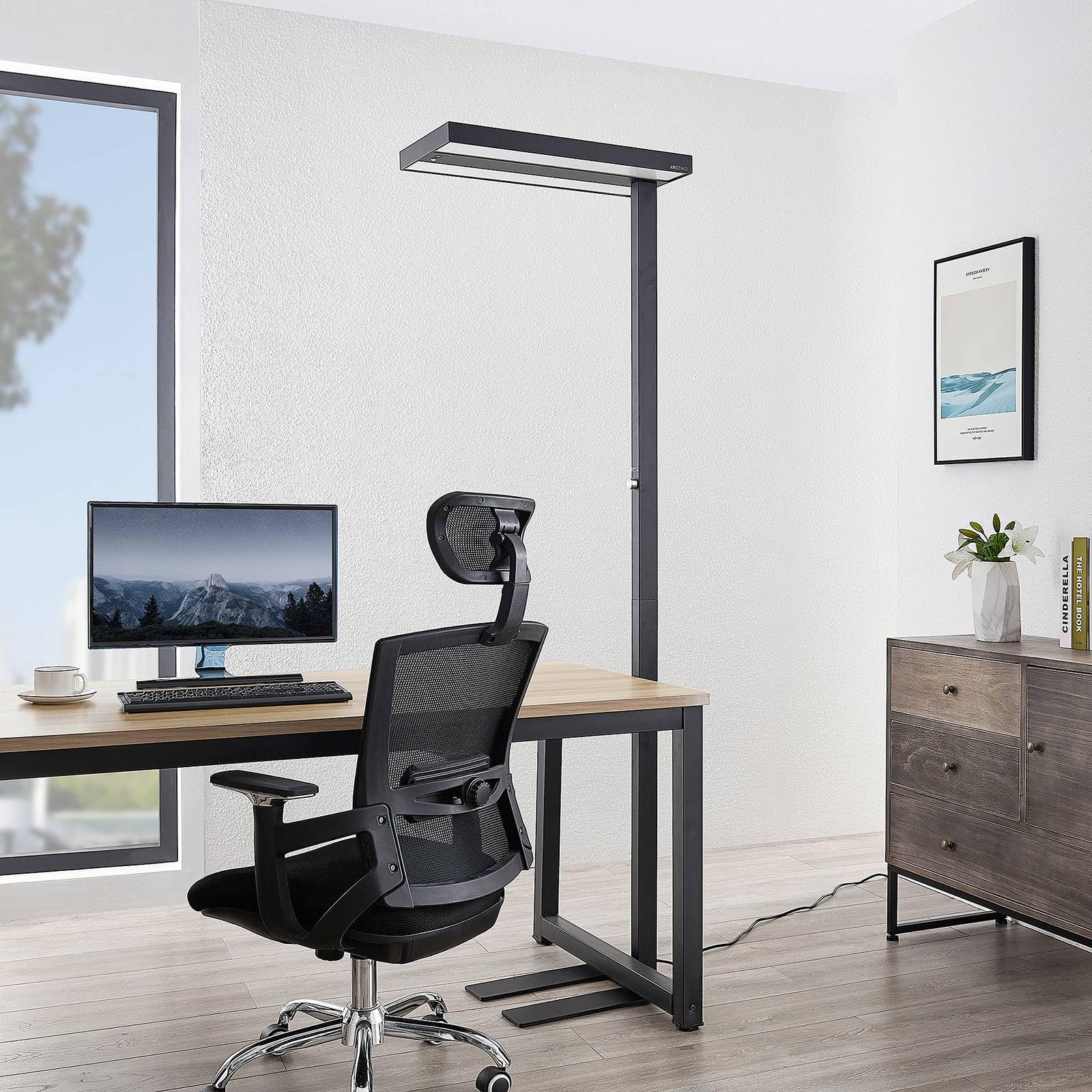 Arcchio Lampade da terra per ufficio dimmerabile con sensore di movimento (Moderno) colore Nero, in Alluminio ad es. Studio & Ufficio lampadina inclusa Lampada lampada