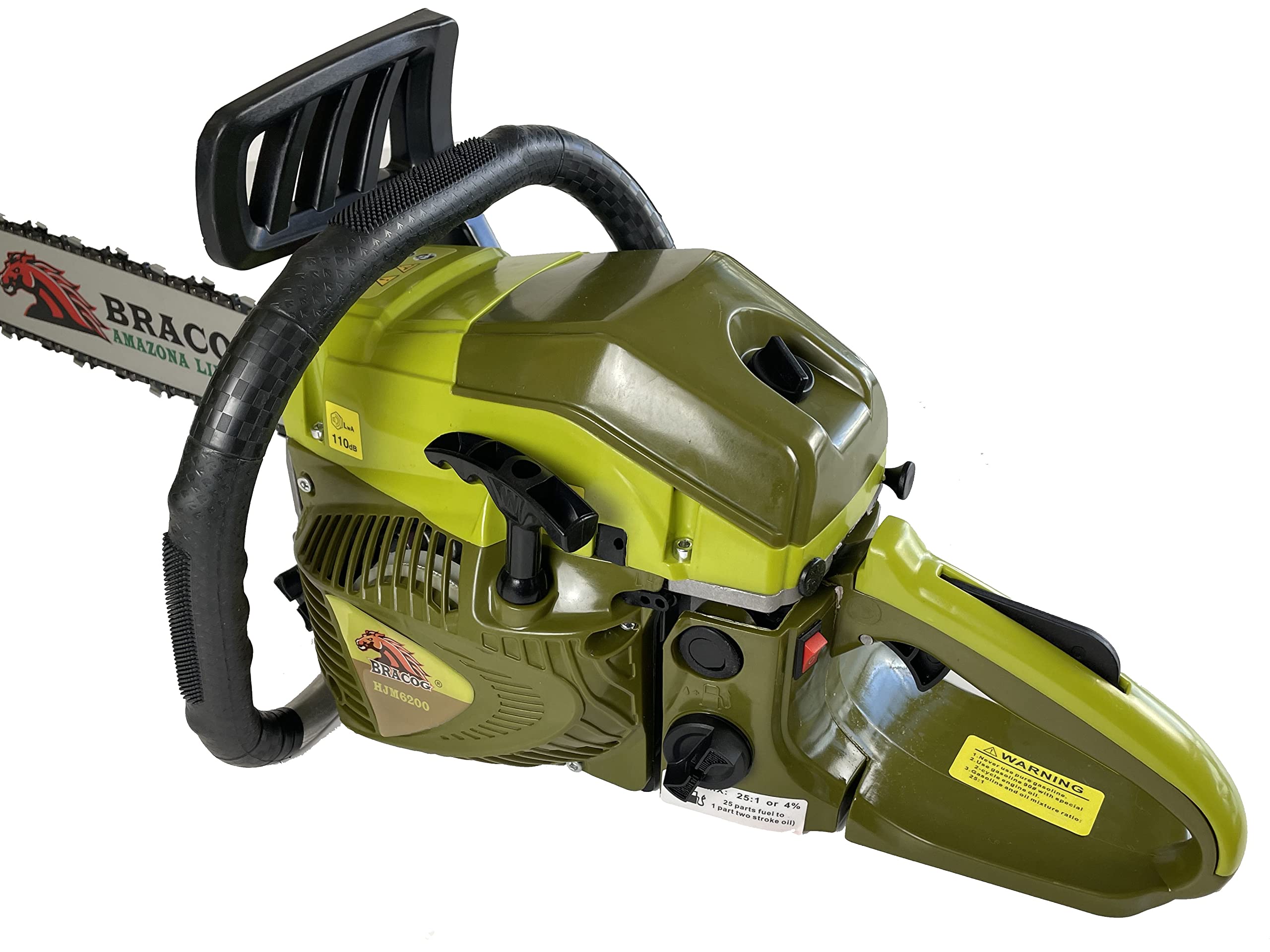 BRACOG Motosierra Gasolina Profesional (62 cc, Espadín 20"). Motosierra Anti-vibración con Cadena y Espada Motor de 2 Tiempos, 3.8 CV. Motosierra para Talar, Recortar, Podar Ramas