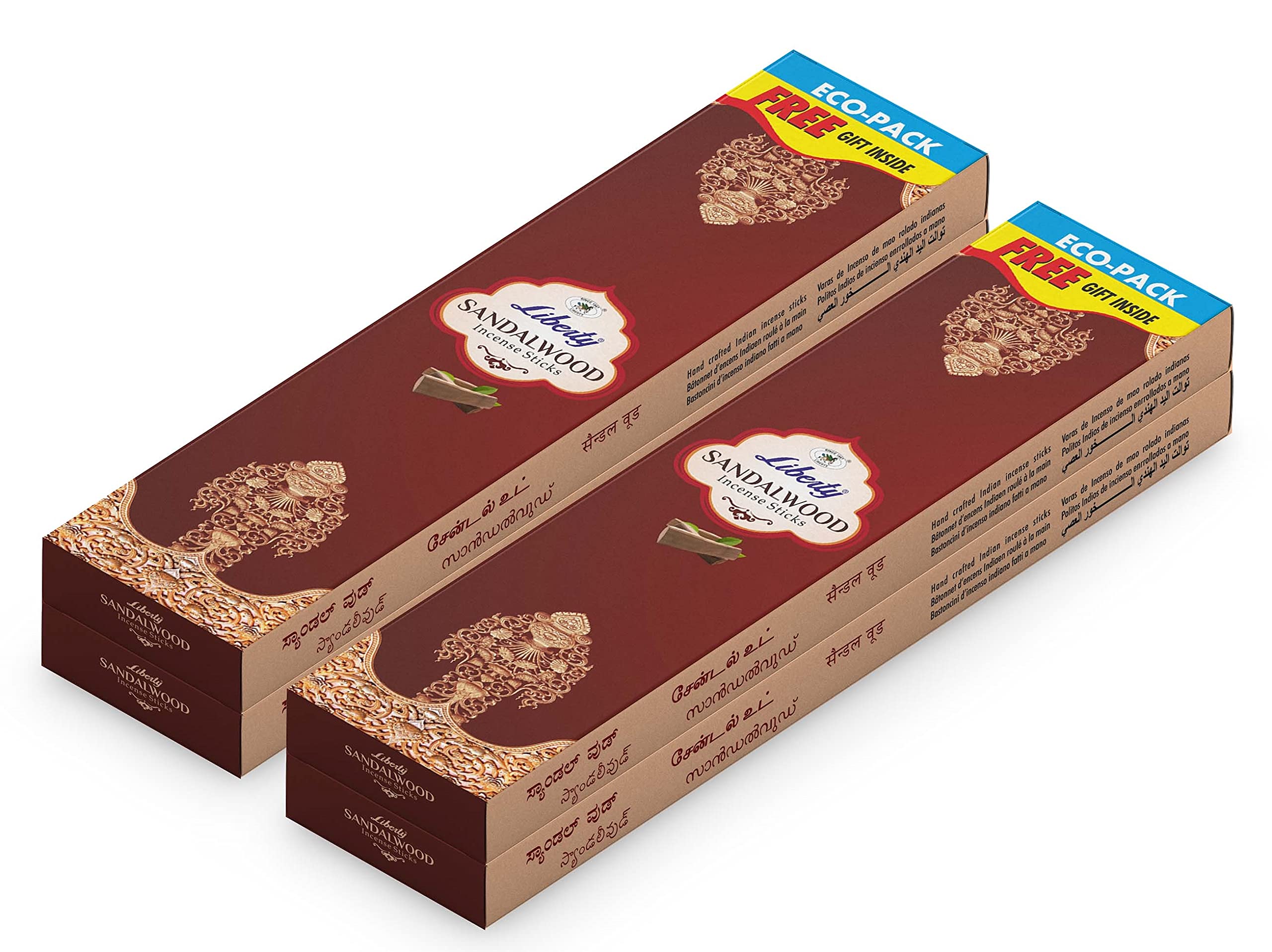 LIBERTY Sandalwood Fragrance Aroma Sticks | Low Smoke Incense Sticks | Charcoal Free Agarbathi Eco-Pack (4)