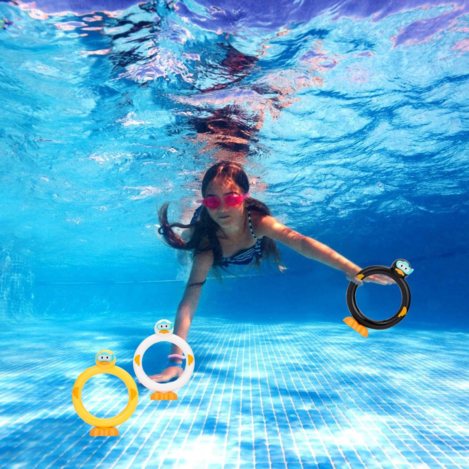 JOYIN – Lot De 8 Anneaux De Plongée Pour Piscine, Couleurs Vives, 14 Cm, Non Toxiques, Pour Enfants, Apprentissage Et Jeux Sous-marins