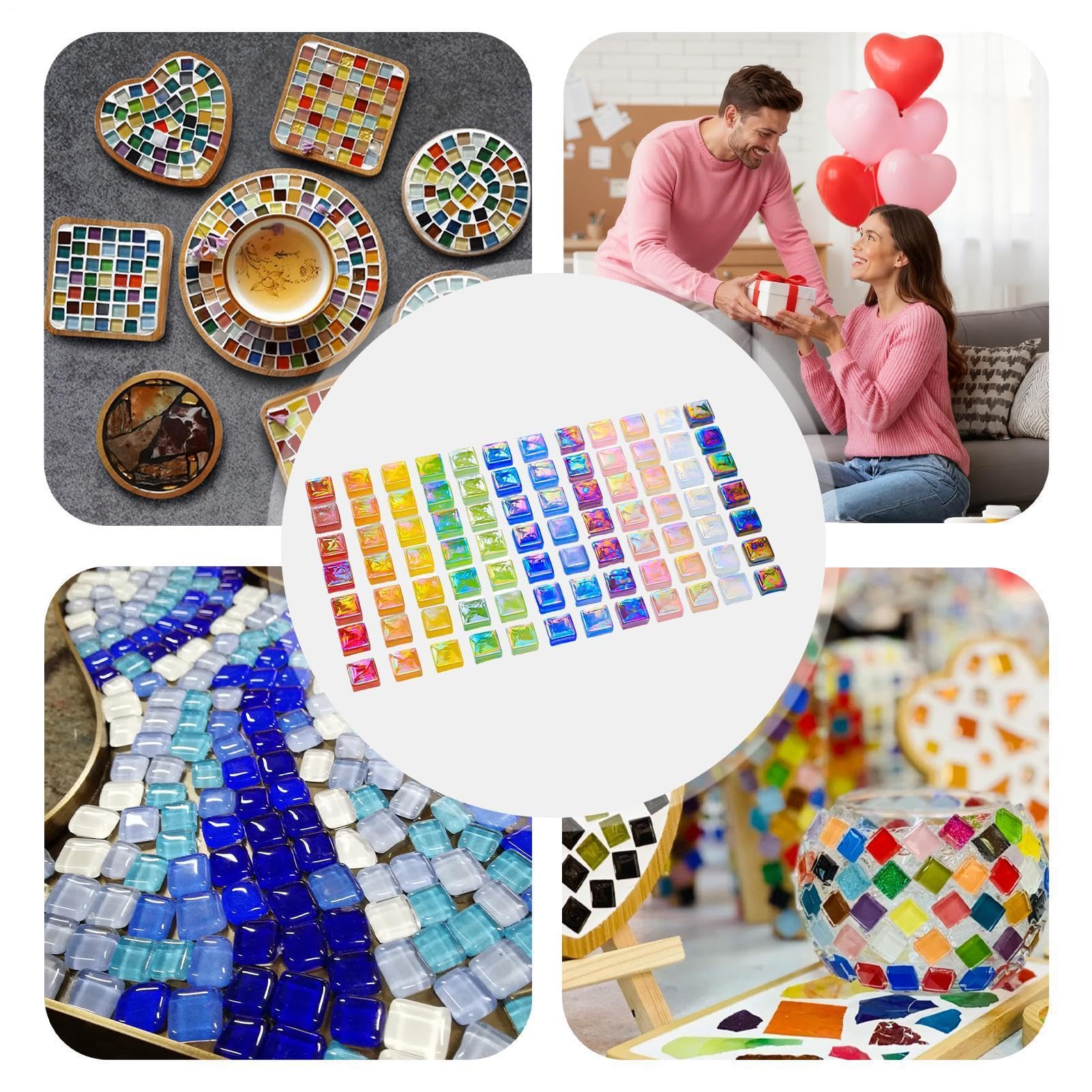 Teselas de Mosaico de Vidrio para Manualidades 1100 Piezas De Mezcla De
