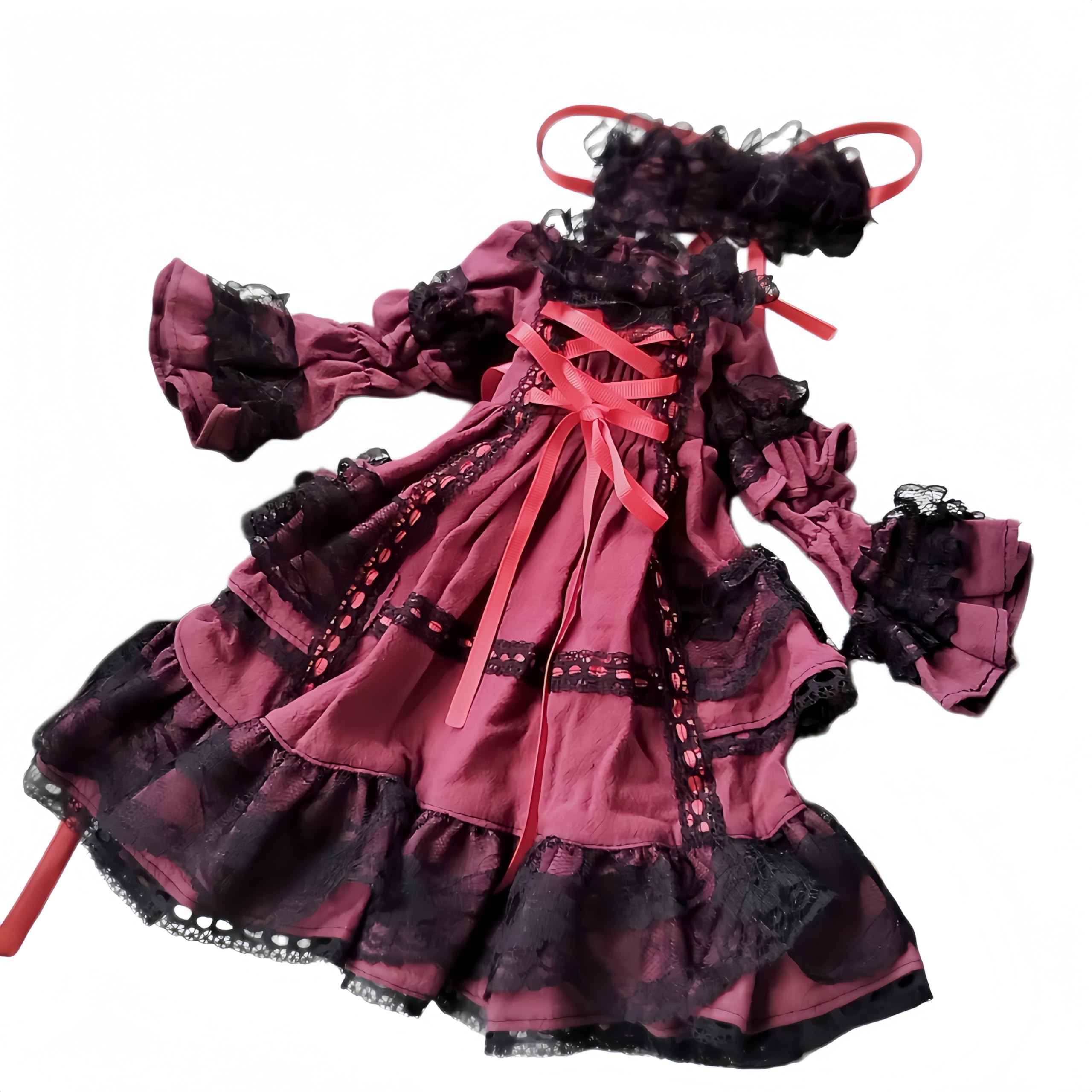 FJTXDYGG BJD Doll Clothes Handmade Cute Wedding Dress, Perfect as a Birthday Gift for Friends; fits11.8–18–24 inches (Burgundy, 1/4)