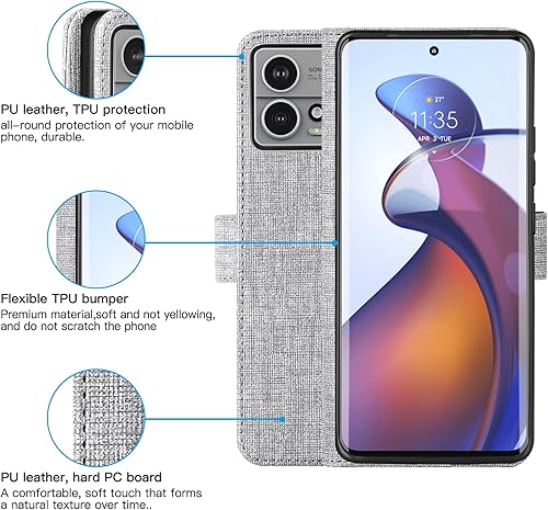 Miniatura 5 de Foluu Funda tipo cartera de piel sintética para Motorola Edge 30 Fusion, funda con tapa y funda interior de TPU a prueba de golpes, ranuras para