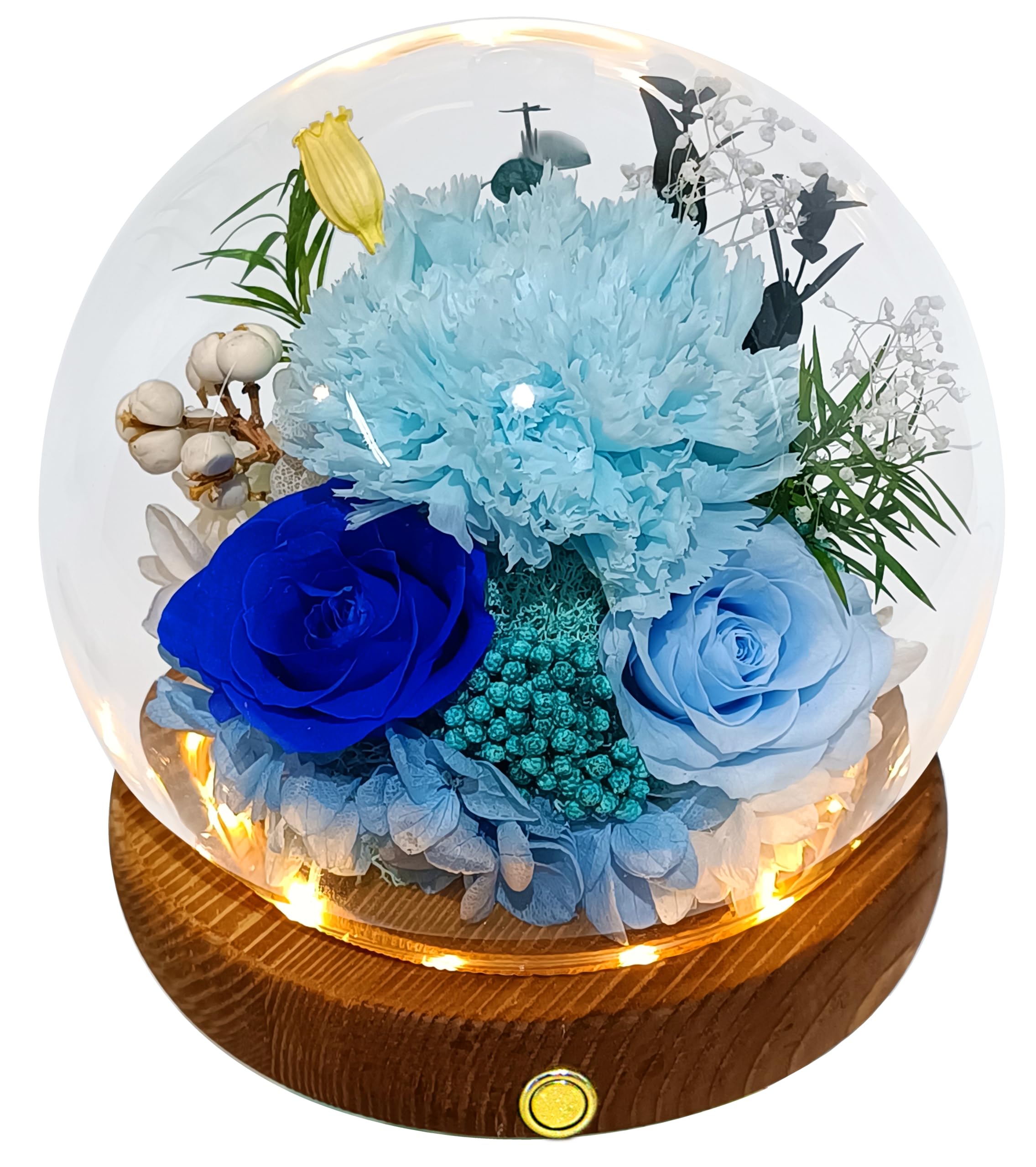 Valley of Rain & Forest Long-Lasting Real Flowers, Unique Floral Gift for You to Send Love for All Occasions, for Indoor Decoration (Light Blue Carnation, Blue Rose, Light Blue Rose)