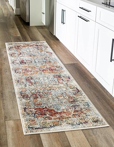 Unique Loom Isabella Collection - Alfombra Adjani (2 x 8 pies, color marfilbeige)