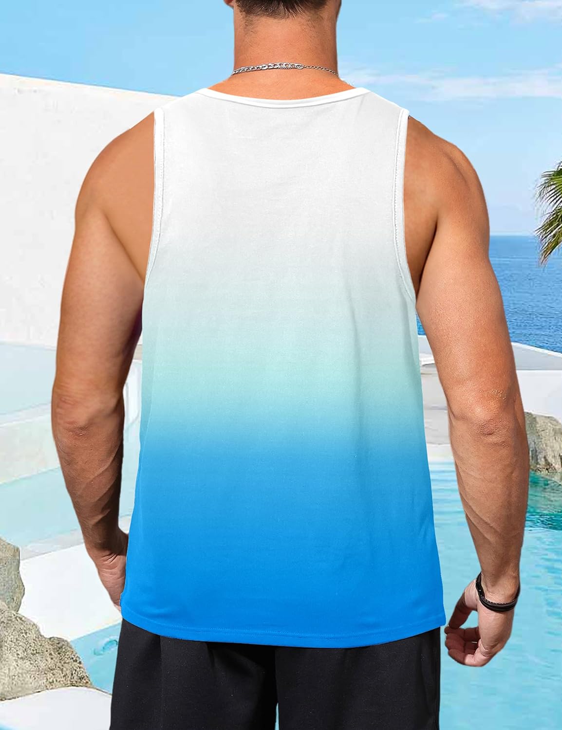 Mens Graphic Tank Tops Sleeveless Muscle Shirts Beach Palm Tree Hawaiian Gym Workout Tanks - Image 4