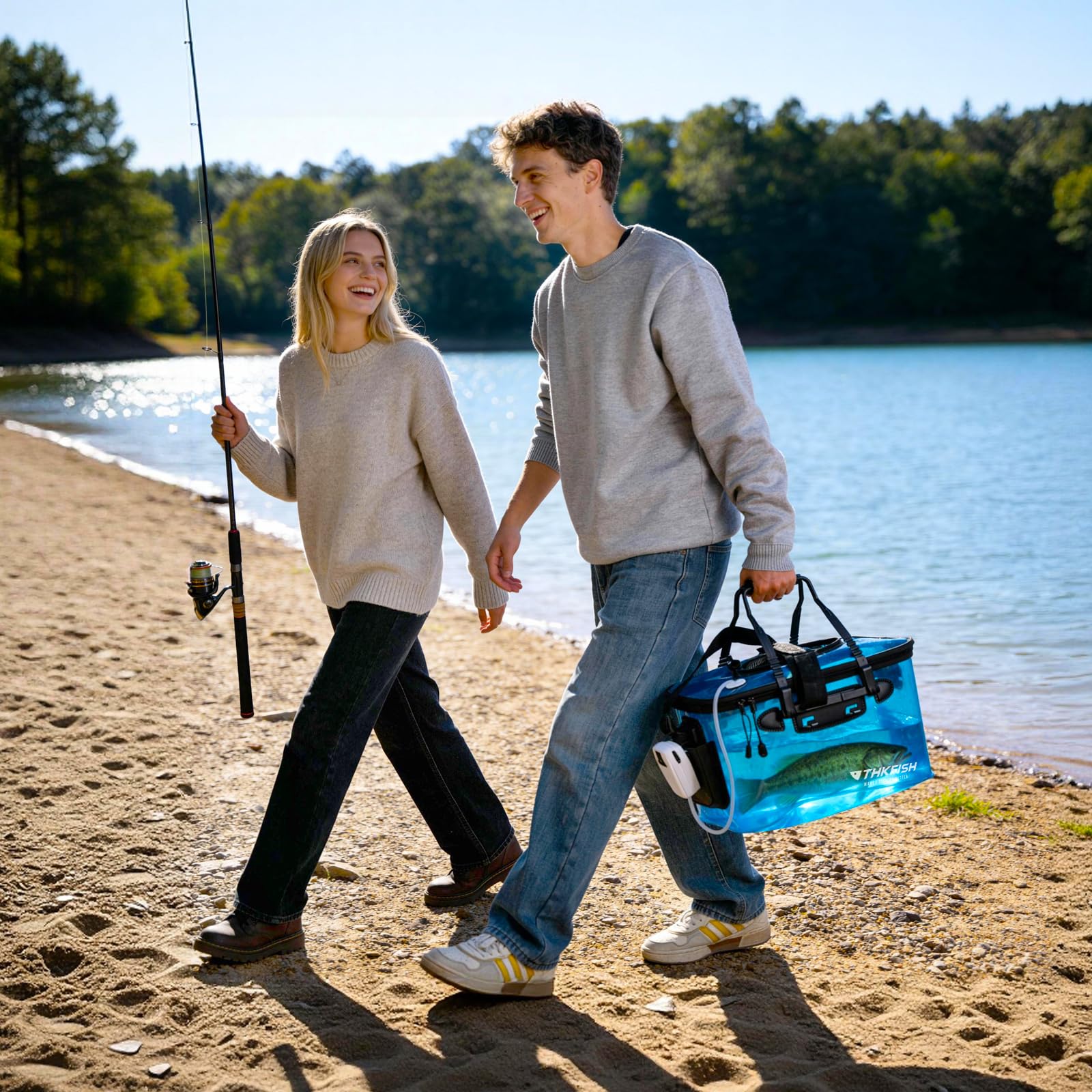 Seau de pêche pliable transparent de 18 litres, seau à appât pliable pour poissons vivants, seau à appâts vivants multifonction pour la pêche, l'eau salée, le camping, les déménagements