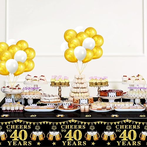 Miniatura 4 de Paquete de 3 manteles de decoración de cumpleaños n 40 para hombres y mujeres mantel de mesa de felicitación a 40 años suministros de fiesta