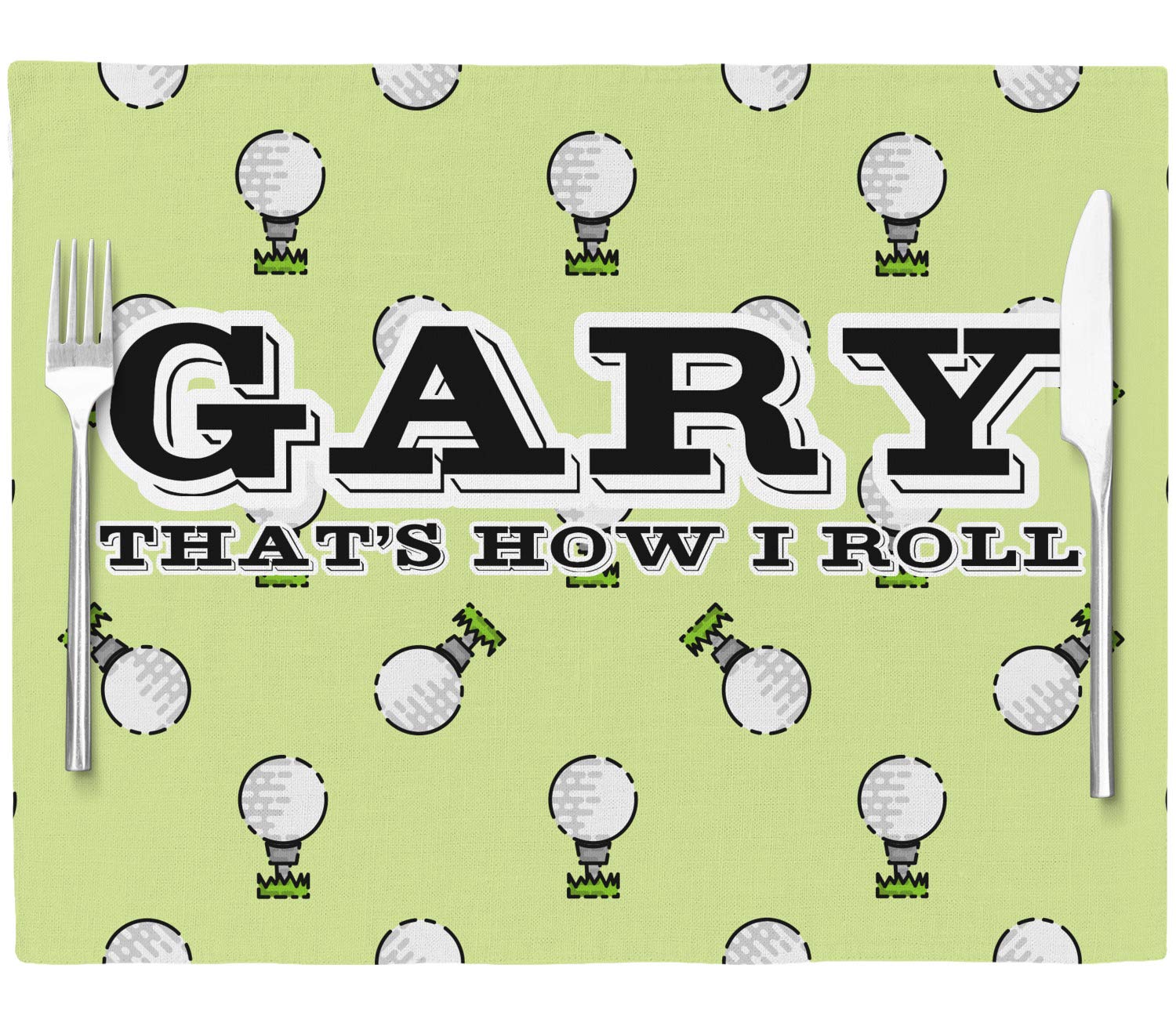 Personalized Golf Woven Fabric Placemat - Twill w/Name or Text