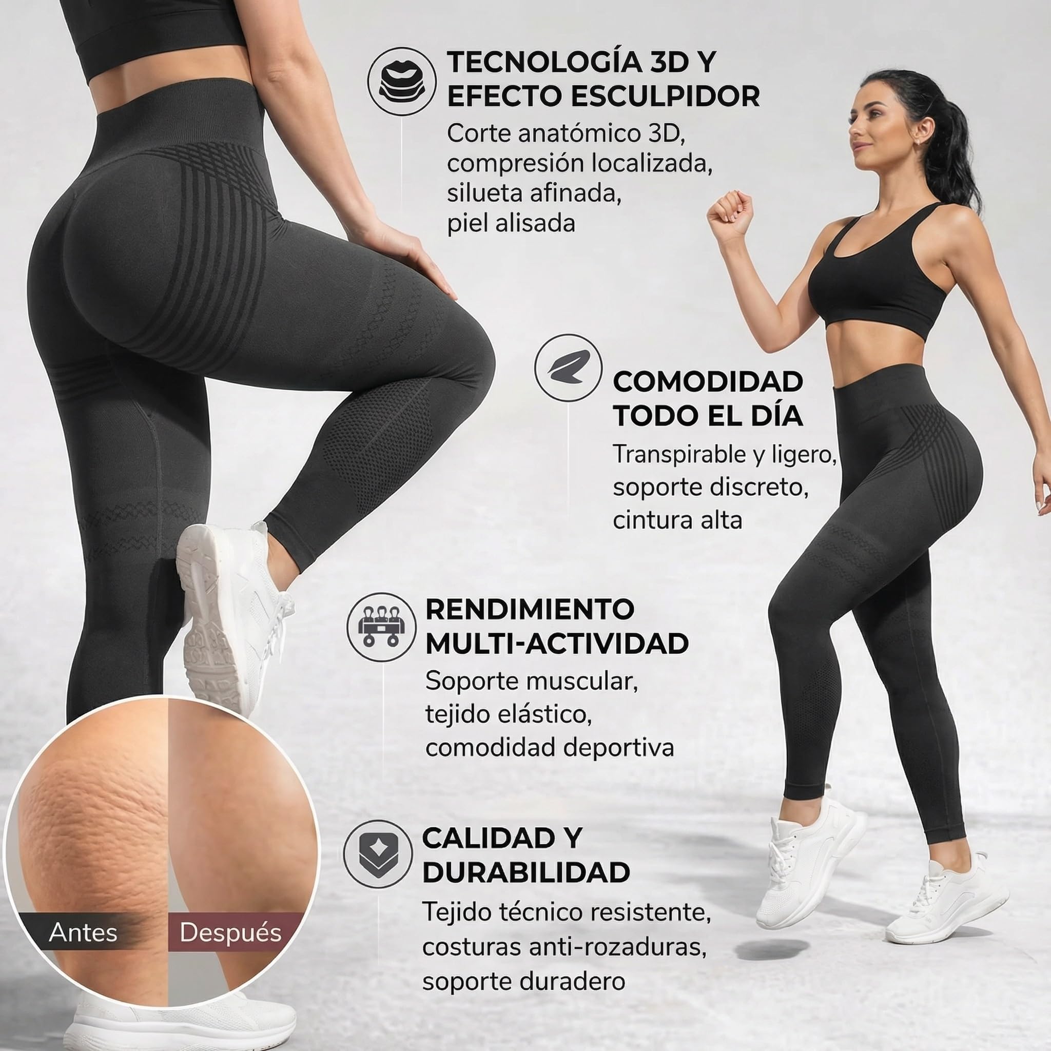 Genérico Cellumove Leggings 3D Anticelulítico Mujer, Cellumove Leggins Anticelulitis Compresión, Celulitis Push Up, Redefine Tu Silueta Sin Esfuerzo Pantalones - 5
