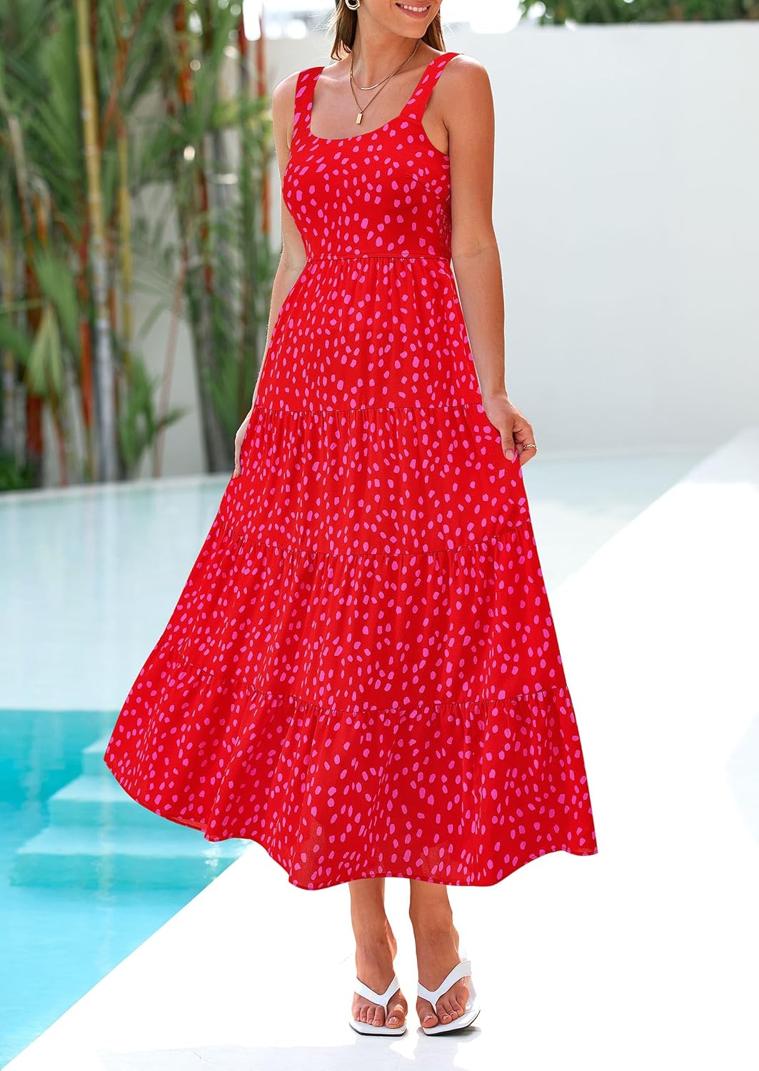 PRETTYGARDEN Women's 2026 Summer Floral Maxi Dress Sleeveless Smocked Ruffle Long Flowy Beach Vacation Boho Sundresses - Image 3