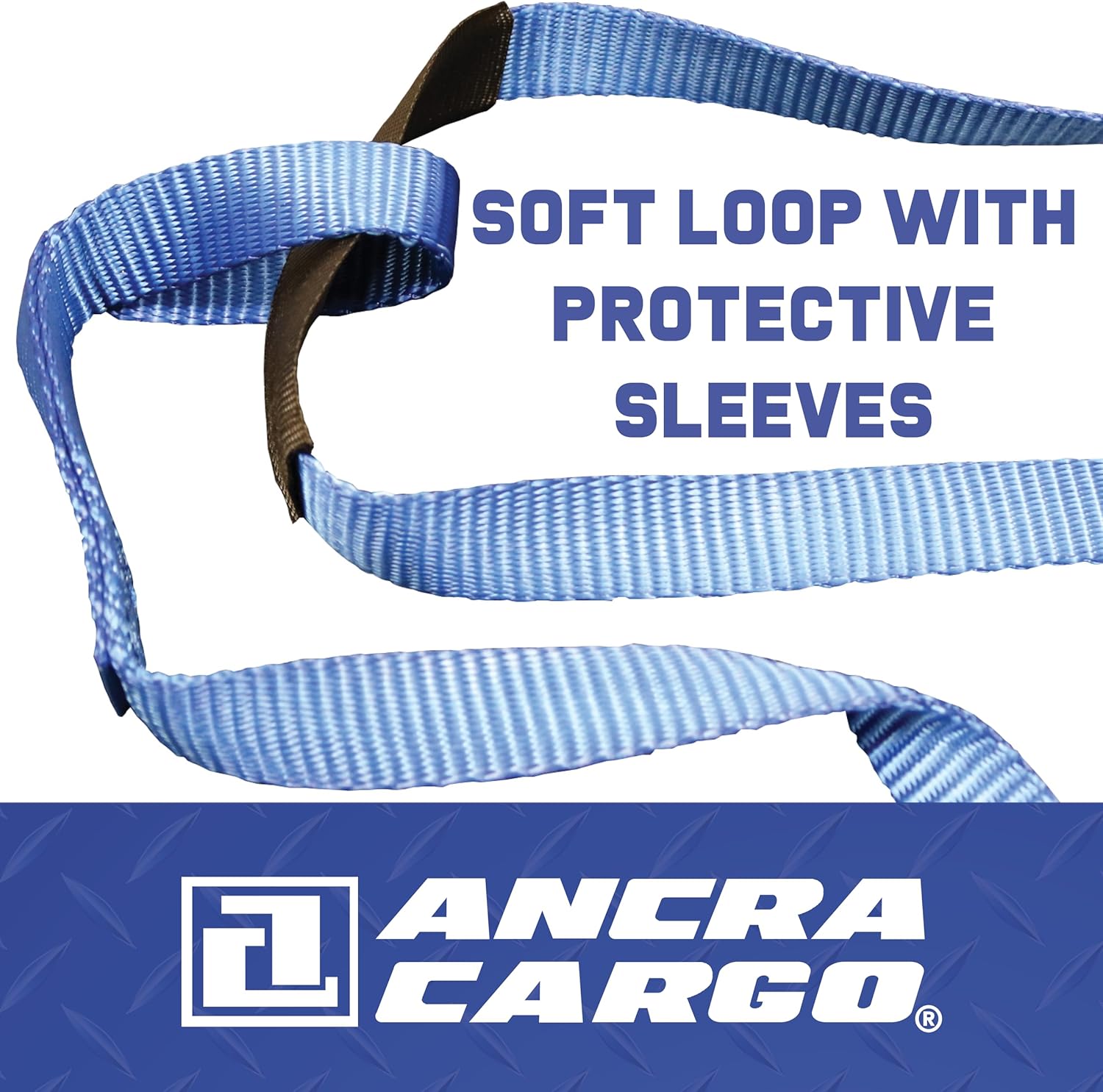 S-Line by Ancra Cargo 3-Point Recovery Strap, 1" x 15' Strap for Snowmobiles & Recreational Vehicles, Soft Loop with Protective Sleeves for Scratch Prevention with 1,000lb Maximum Vehicle Weight