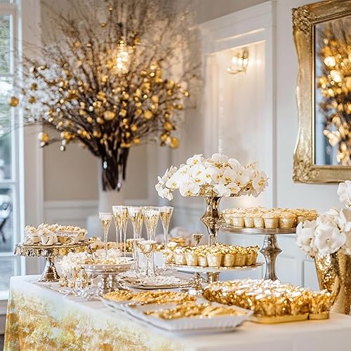 Miniatura 6 de Golden Beach - Mantel desechable de 4 piezas, manteles rectangulares de plástico de alta calidad para cumpleaños, baby shower, aniversario, fiesta,