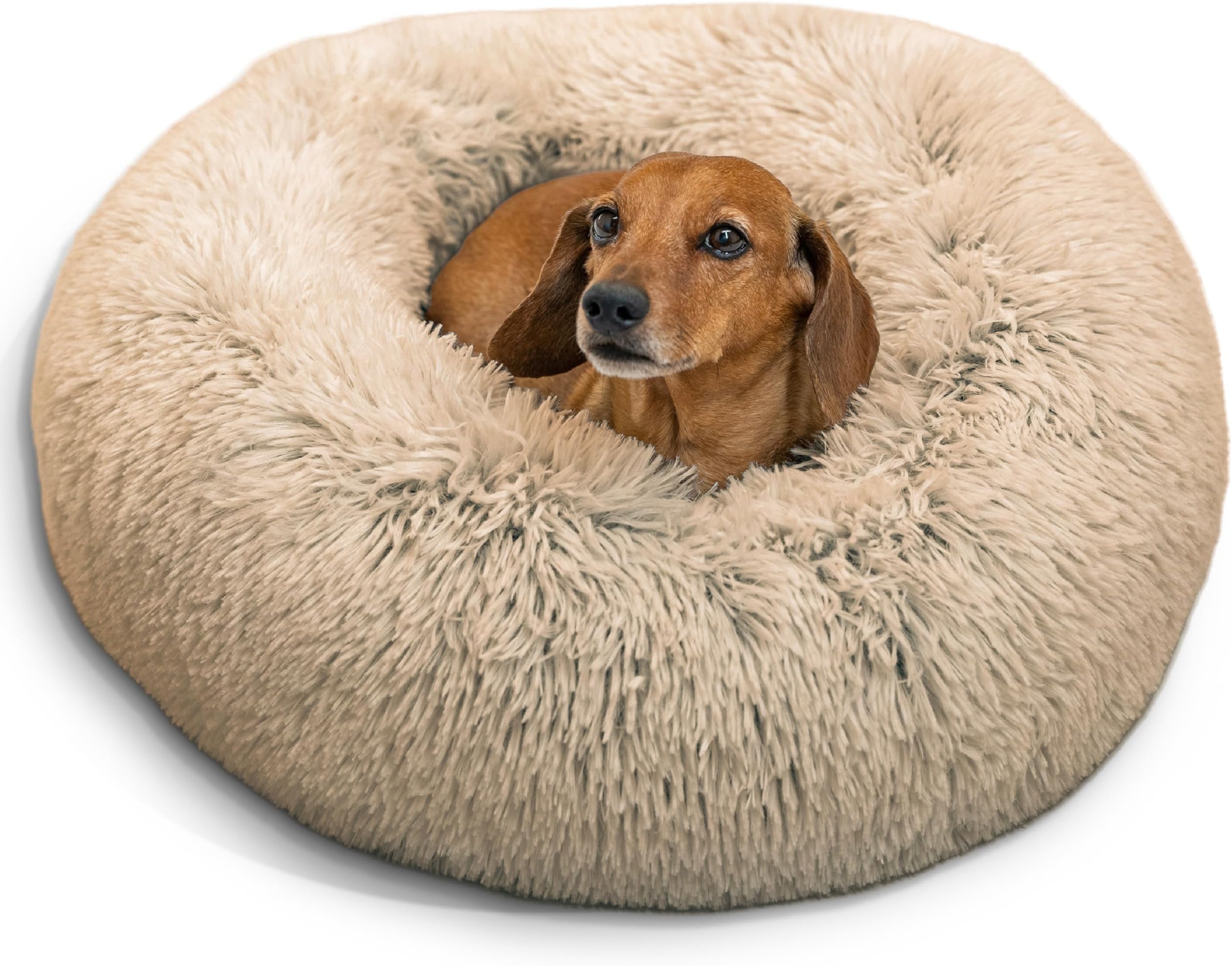 Best Friends by Sheri Donut Bed in Shag, Taupe, 23"x23" (< 25 lbs)