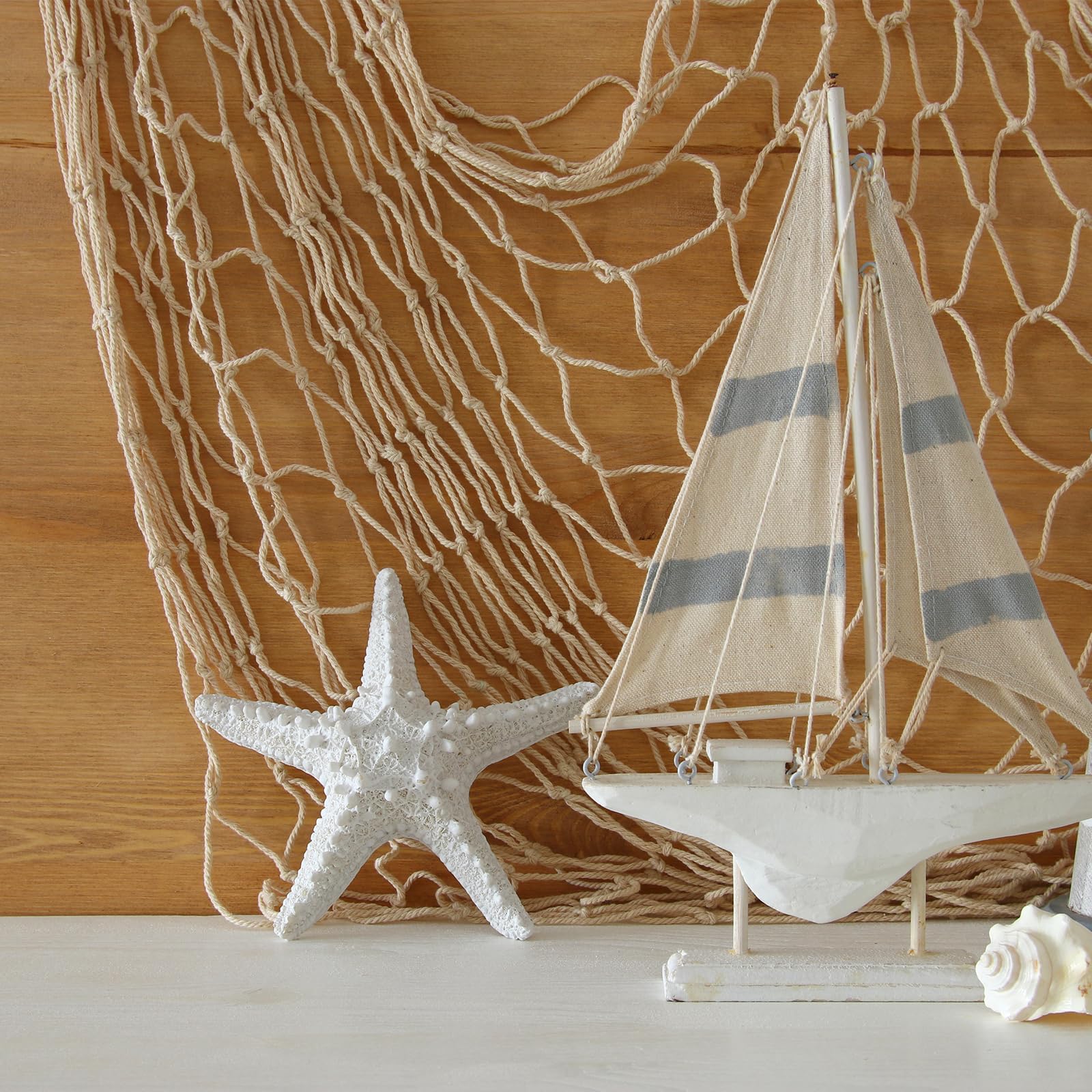 3 Pack Fish Net Decorations for Party, 80x40 Inch Natural Cotton Fishing Net Decor for Under The Sea Hawaiian Beach Party, Thick Nautical Netting for Wall Table Ceiling Decoration : Pet