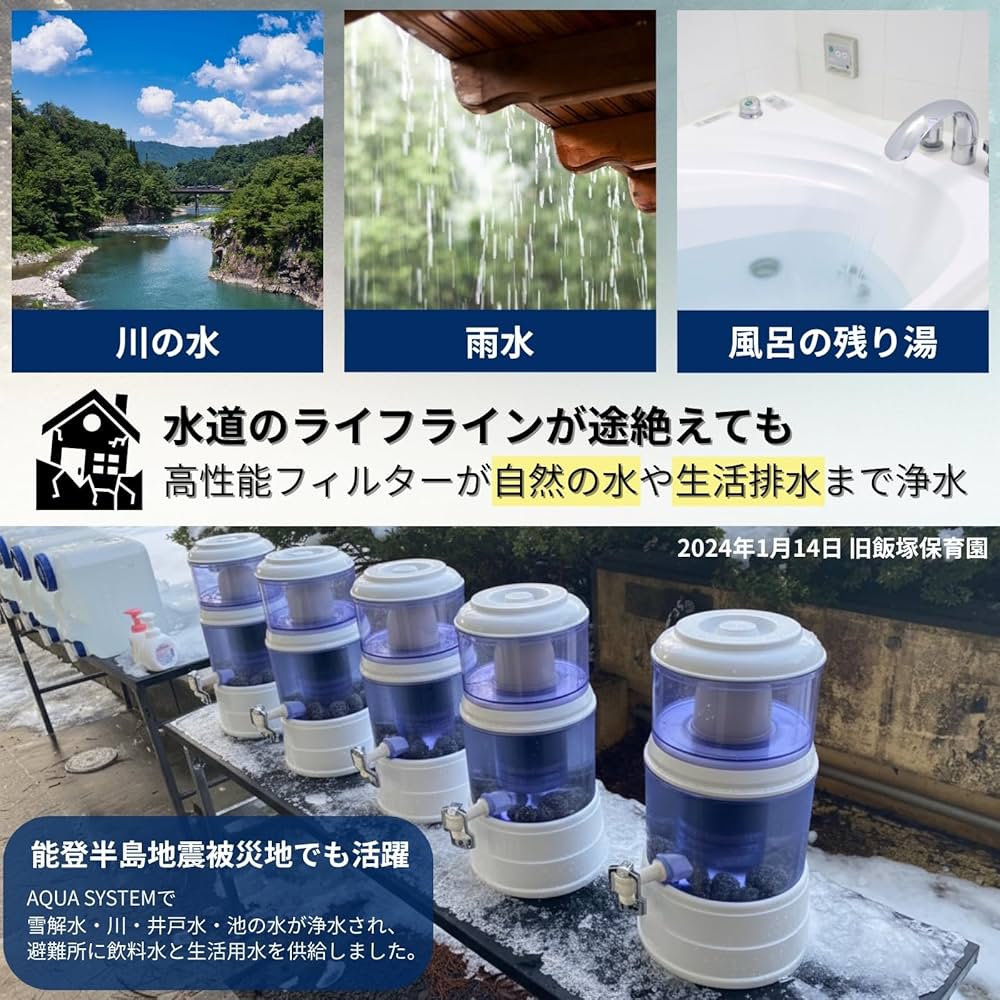 AQUA SYSTEM 浄水器 ろ過器 置き型 SJ-100 防災 Amazon | AQUA SYSTEM 浄水器 ろ過器 電源不要 PFAS PFOA PFOS 除去