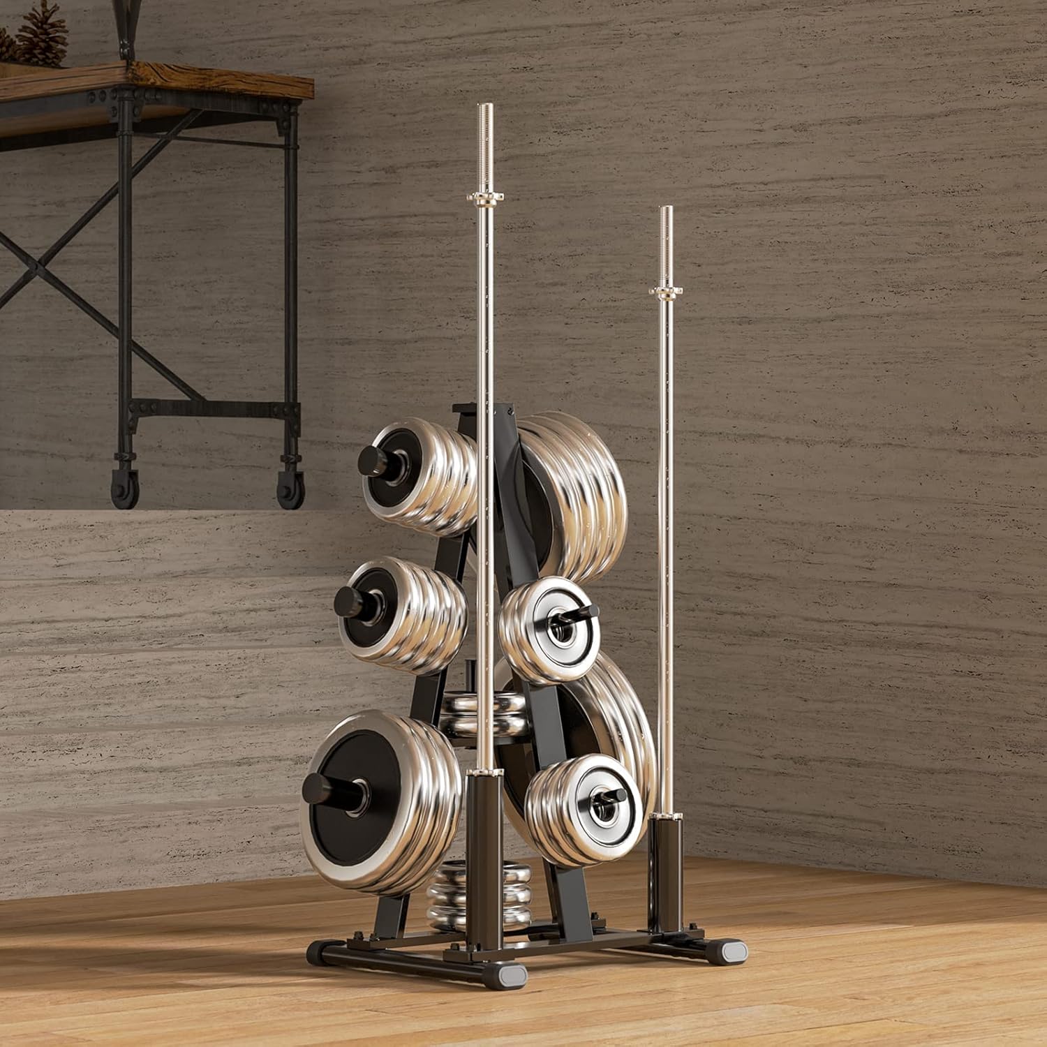 Cozy Castle Olympic Weight Rack, A Frame Weight Plate Tree, Durable Plate Rack for Home Gym, Weights Holder Tree with Barbell Bars Storage, Holds Up to 500LBS : Sports & Outdoors