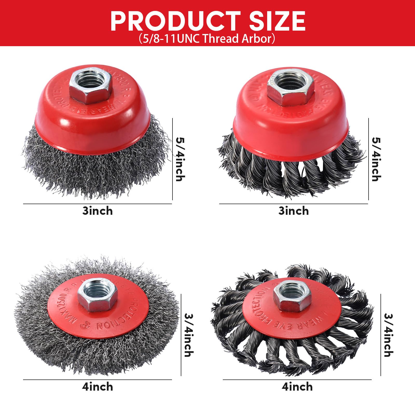 Angle Grinder Wire Brush Set - 12 Piece Rust Removal -2