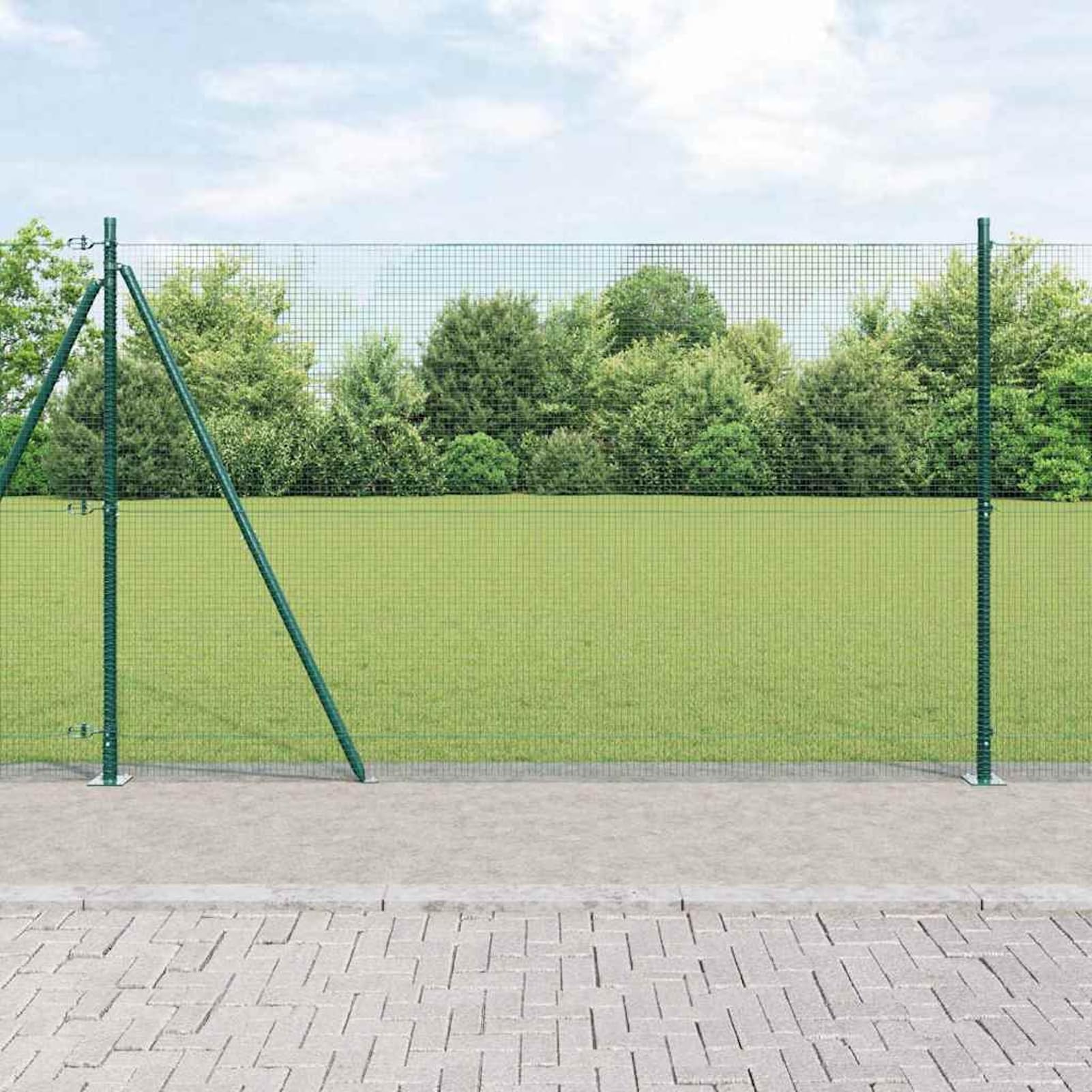 Słupki ogrodzeniowe, zielone, odporne na korozję, stalowe słupki, odporne na działanie promieni UV, 1000 x 3,2 x 150 cm, 5 sztuk, do bezpiecznego ogrodzenia zewnętrznego