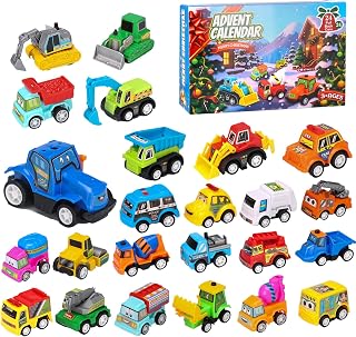 Advent Calendar 2025 for Kids Boys, 24 Days Christmas Countdown Calendar with Pull-Back Cars Vehicles, 24pcs Play Die-Cast Toy, Christmas Holiday Gift Party Favor Surprise Box