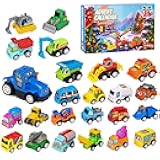 Advent Calendar 2025 for Kids Boys, 24 Days Christmas Countdown Calendar with Pull-Back Cars Vehicles, 24pcs Play Die-Cast Toy, Christmas Holiday Gift Party Favor Surprise Box