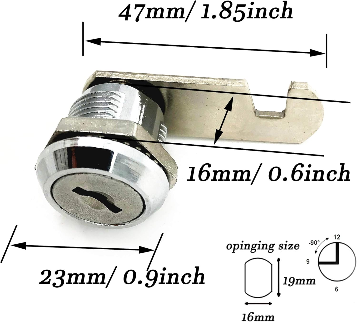 XMHF 16mm Cylinder Cam Lock Mailbox Cabinet Cupboard Drawer Furniture Tool Box Locker,90 Degree Rotation,Opens Counter-Clockwise, Keyed Different, 2Pcs