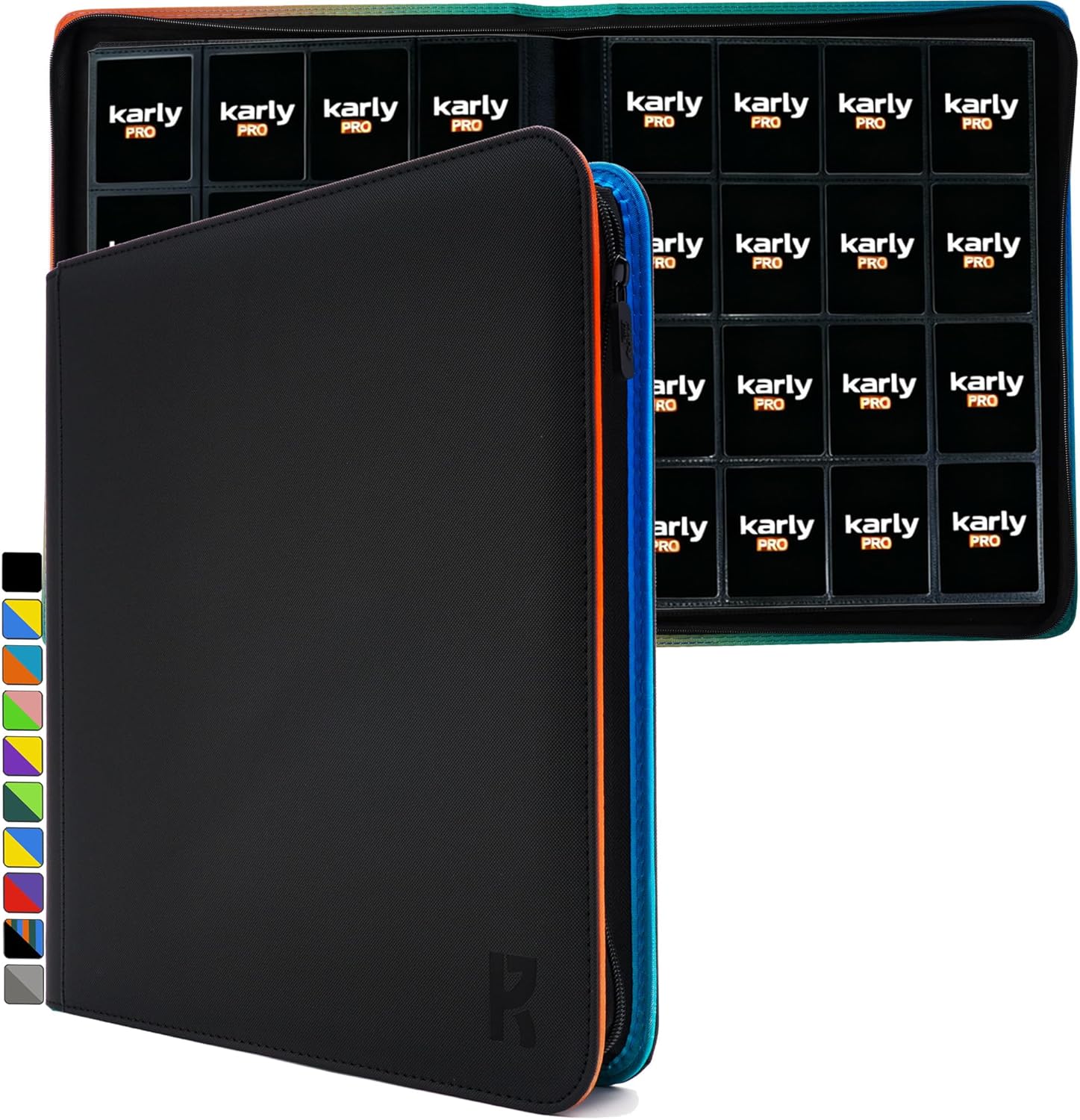 16 Pocket Trading Card Zip Binder, 1000+ Cards,TD-Tec Album Material, 32 Side-Loading Ringless Pages, Folder for Collectible TCG,MTG and More- Black & Multicolor(LE-100) - Image 1 of 6