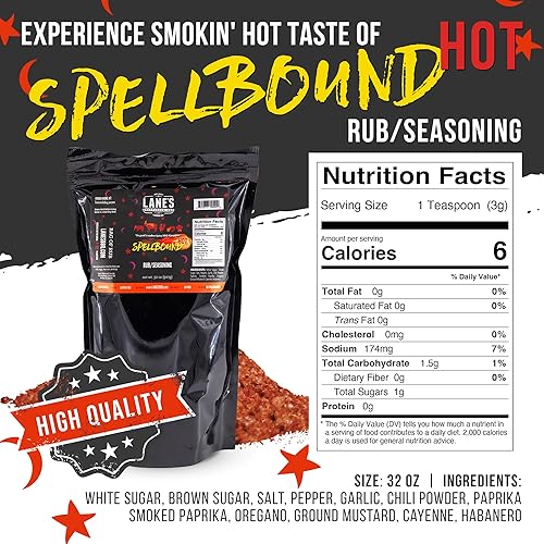 Miniatura 4 de Lane's Spellbound Hot Sweet and Spicy Rub - Rub de cerdo dulce y ahumado premium  Condimento dulce picante  Sabor ahumado profundo, rico y picante