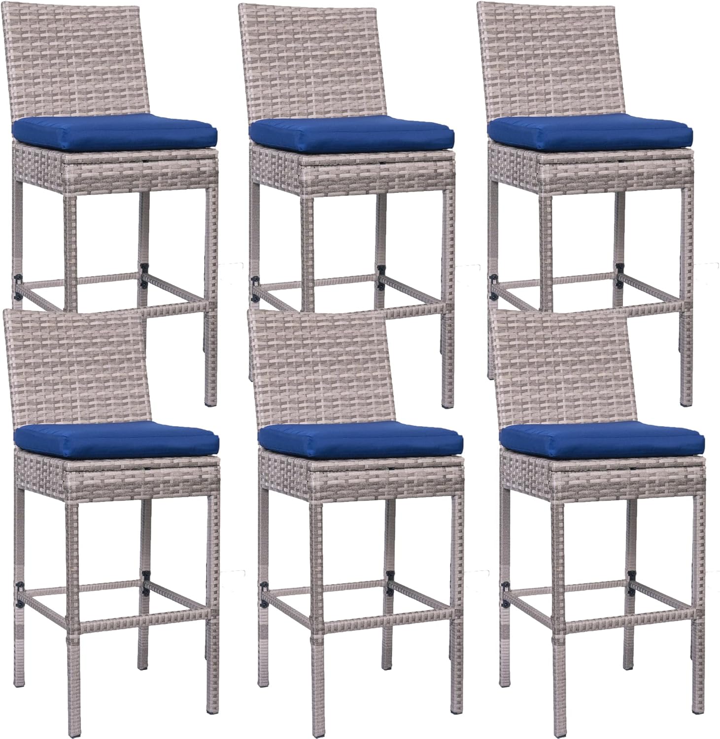 Sundale Outdoor Bar Stools Set of 6, 6 Pieces Woven Wicker