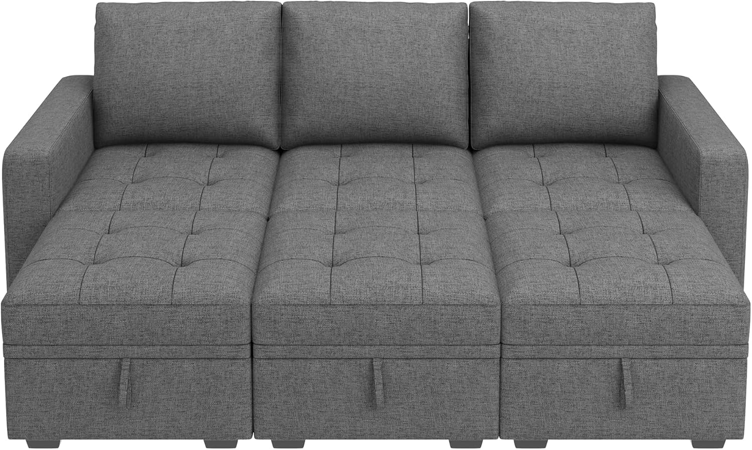 HONBAY Modular Sectional Sleeper Sofa, Sleeper Couch with Storage Seats Oversized Sectional Couches for Living Room,Grey